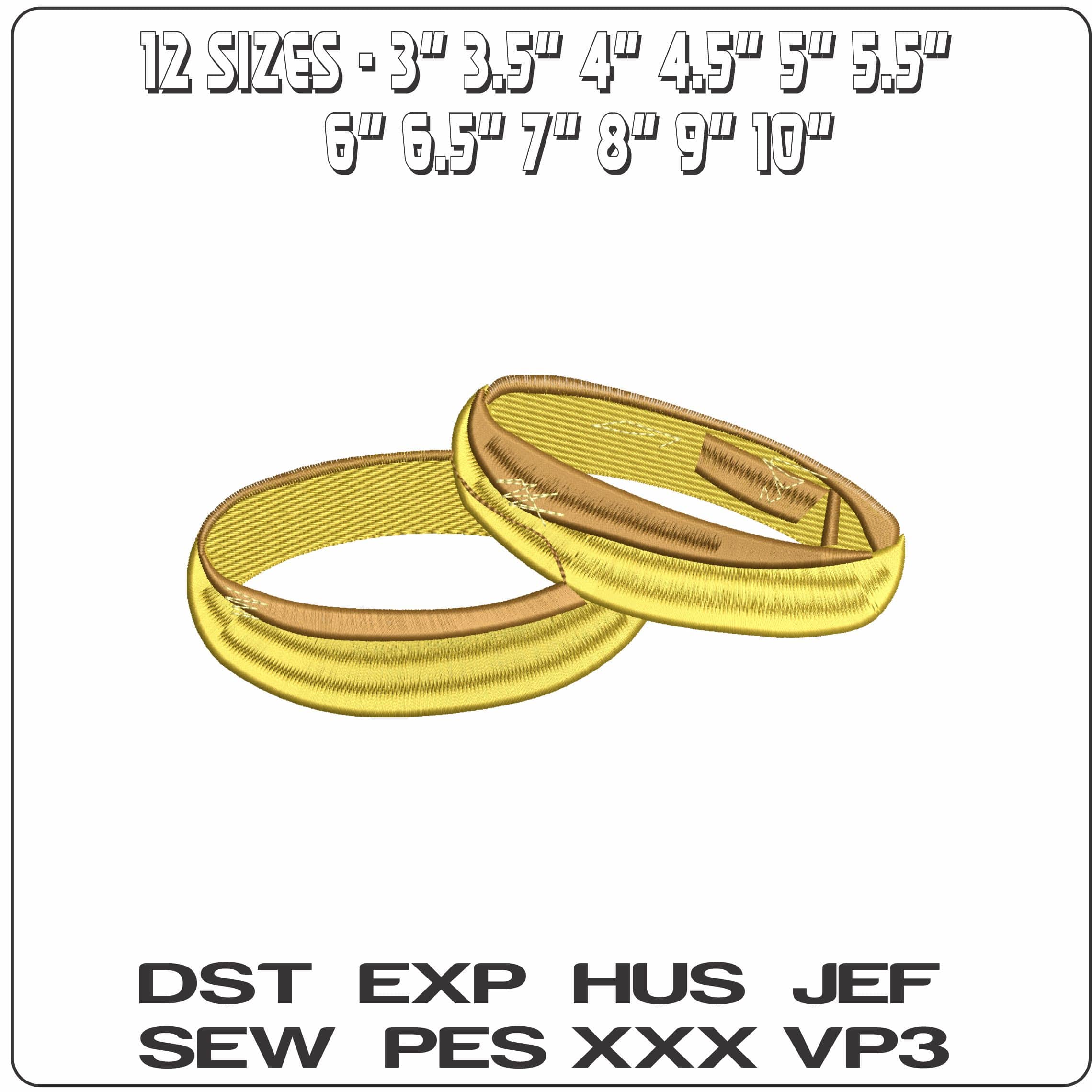 Gold Wedding Rings - Elegant embroidery design file - instant download — view 2