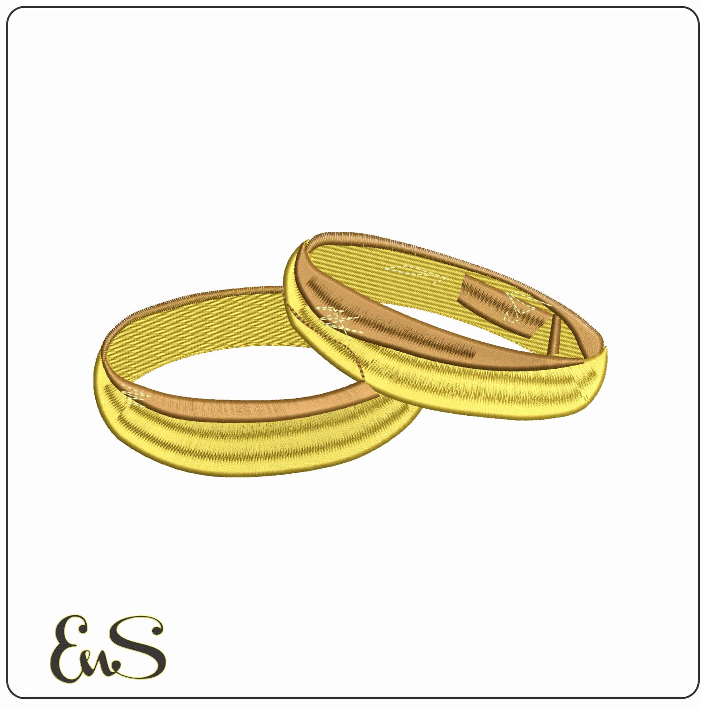 Gold Wedding Rings - Elegant embroidery design file - instant download