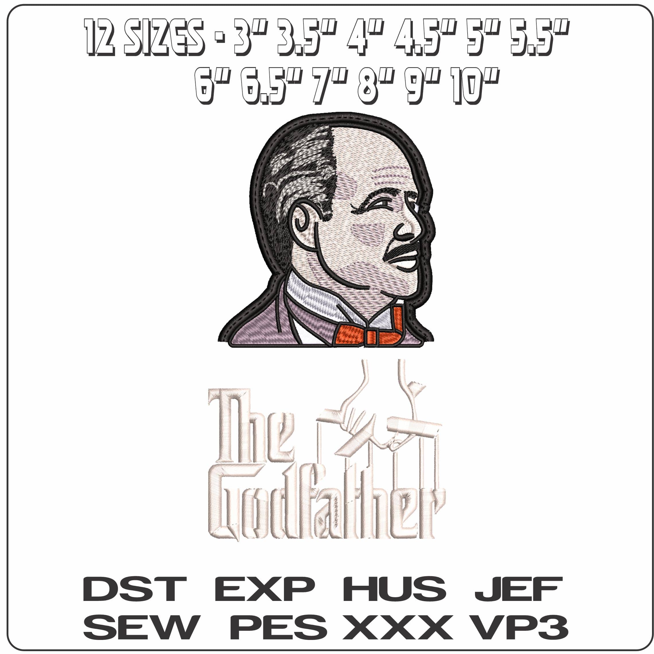 GodFather - Elegant embroidery design file - instant download — view 2