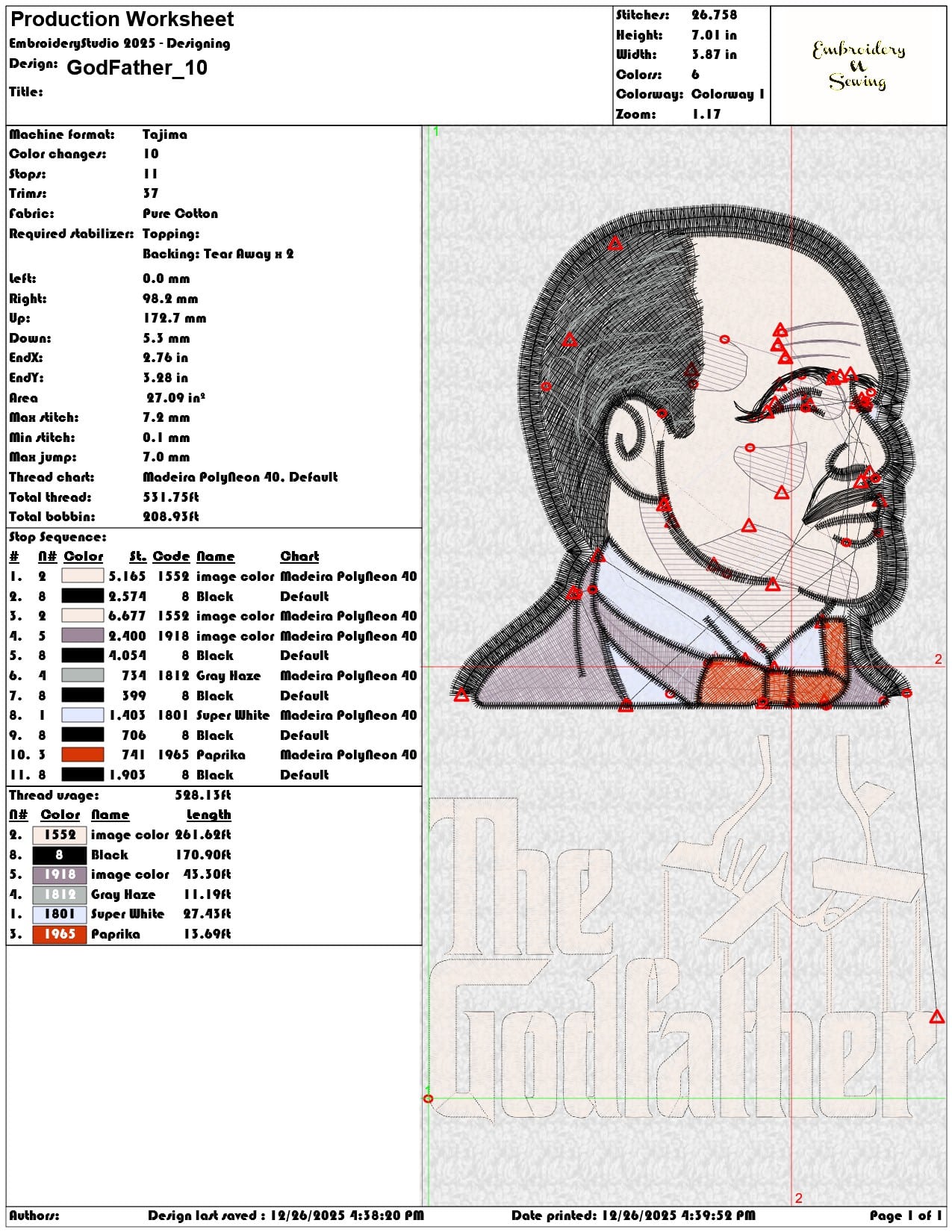 GodFather - Elegant embroidery design file - instant download — view 3