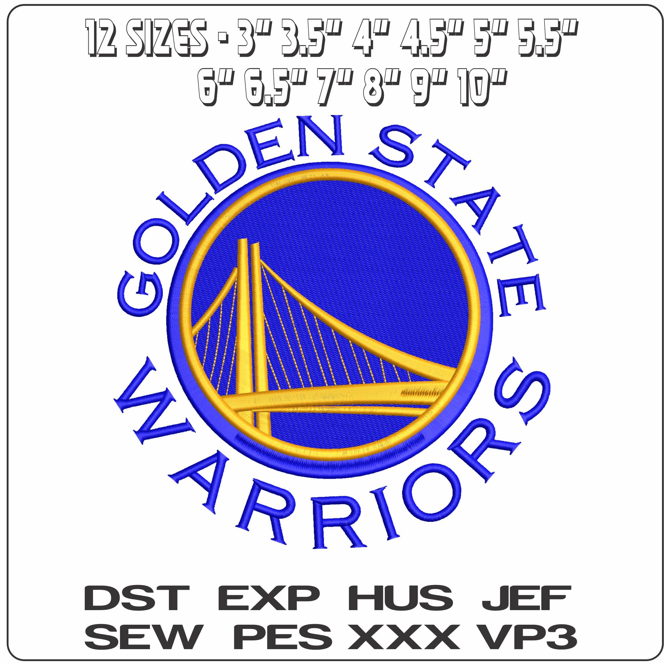 Golden State Warriors - Elegant embroidery design file - instant download — view 2