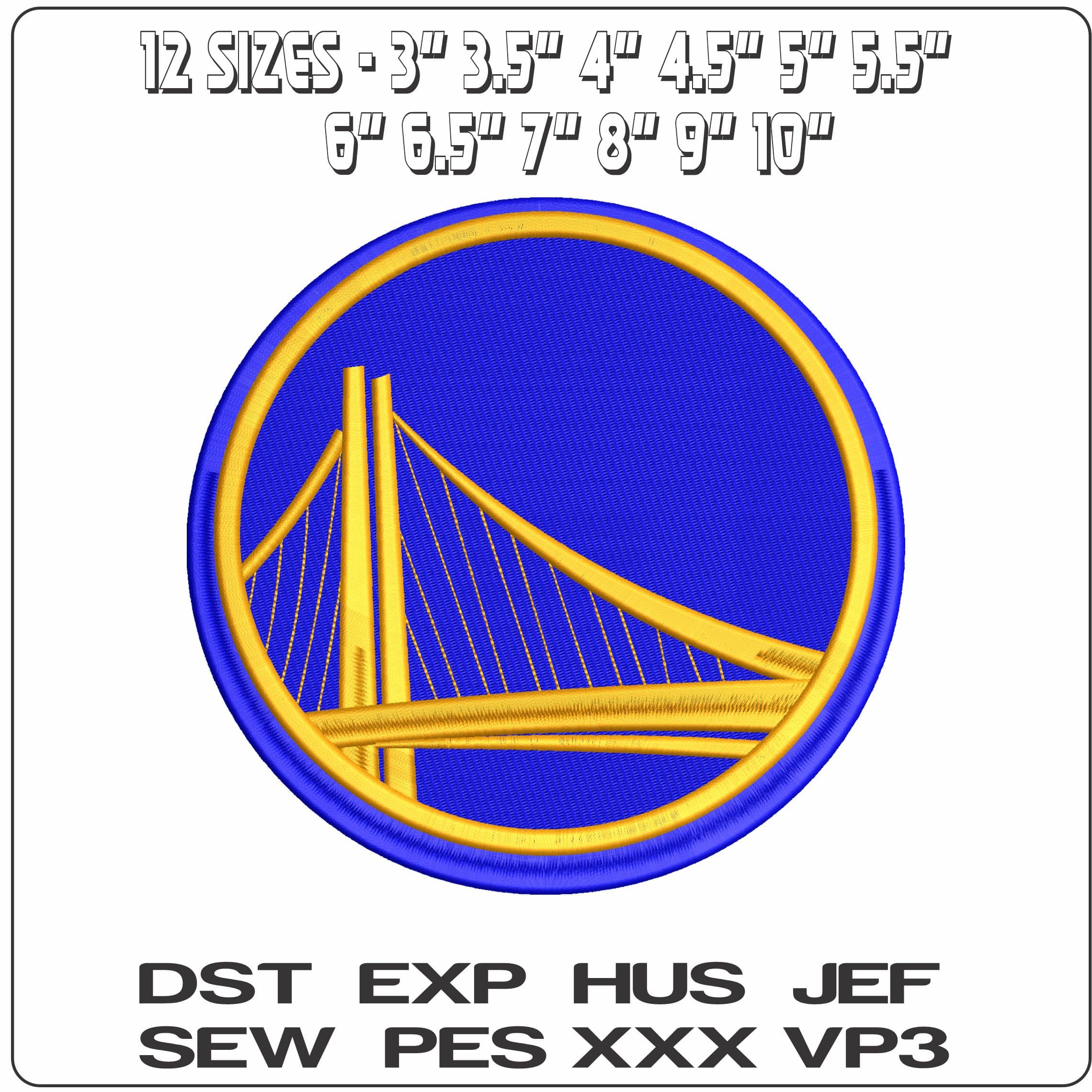 Golden State Warriors logo - Elegant embroidery design file - instant download — view 2
