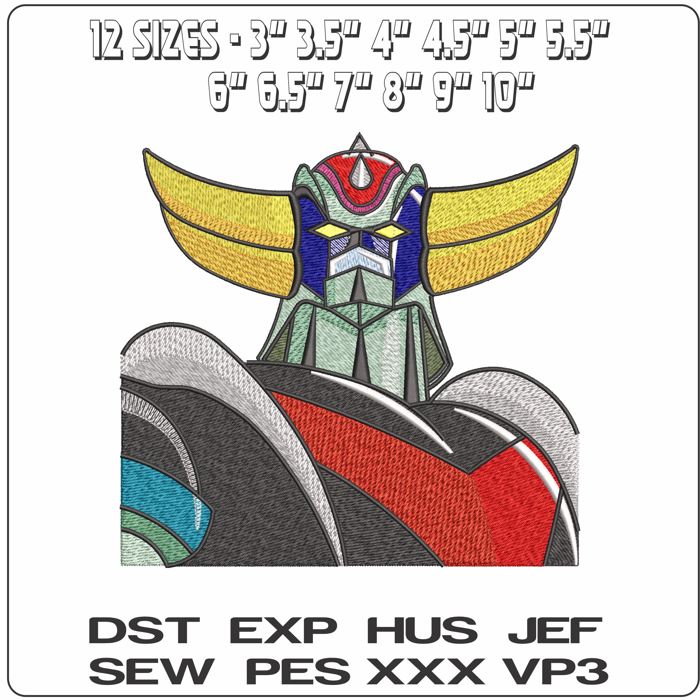 Goldorak Torso UFO Robot Grendizer Anime - Elegant embroidery design file - instant download — view 2