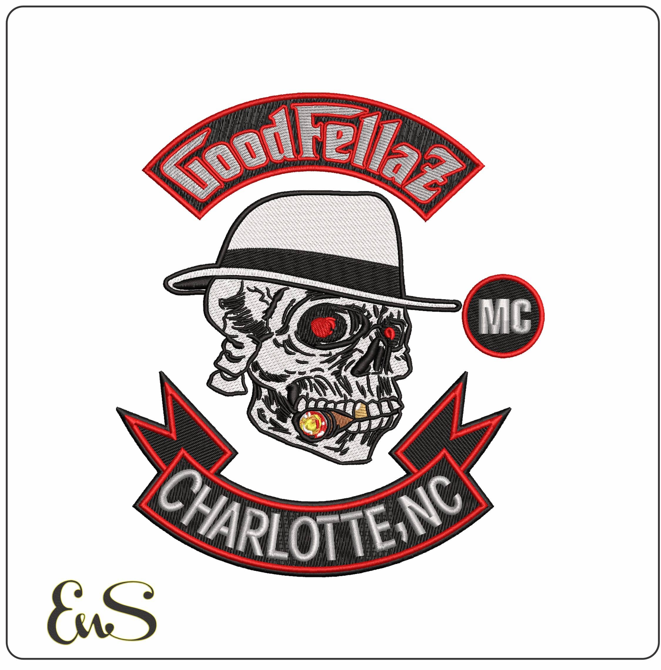 Good Fellaz Motor Cycle Club - Elegant embroidery design file - instant download