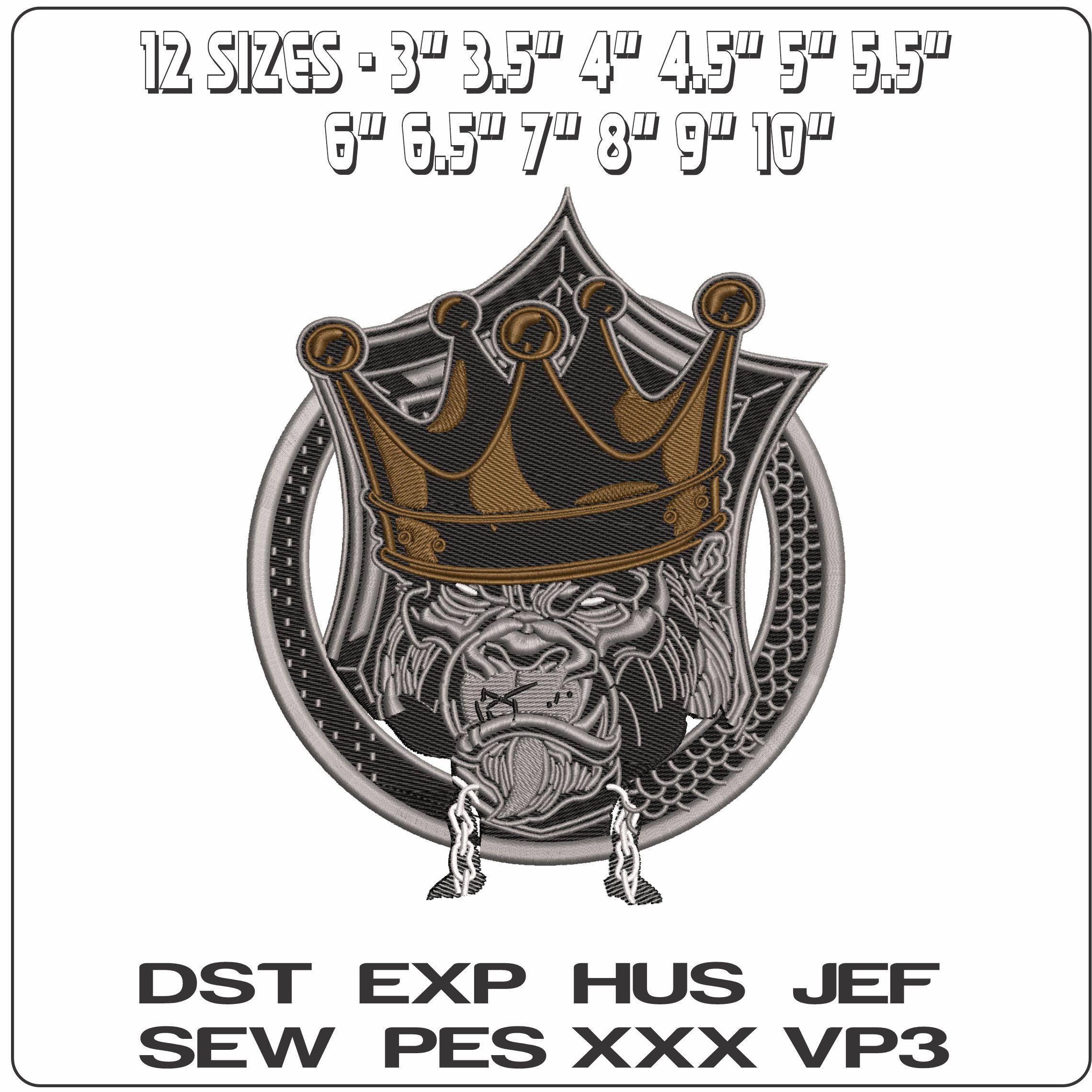 Gorilla with Crown - Elegant embroidery design file - instant download — view 2