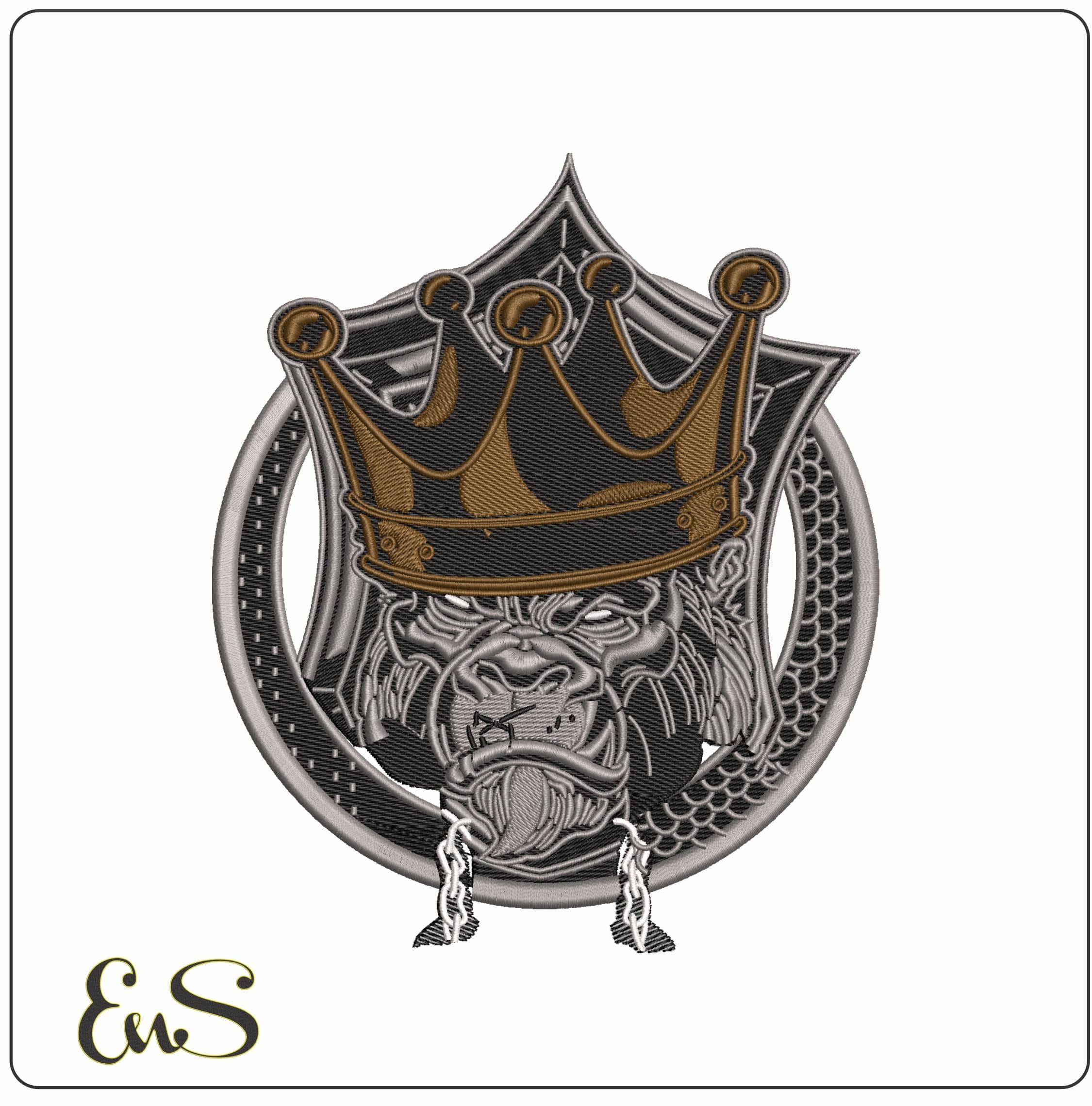 Gorilla with Crown - Elegant embroidery design file - instant download