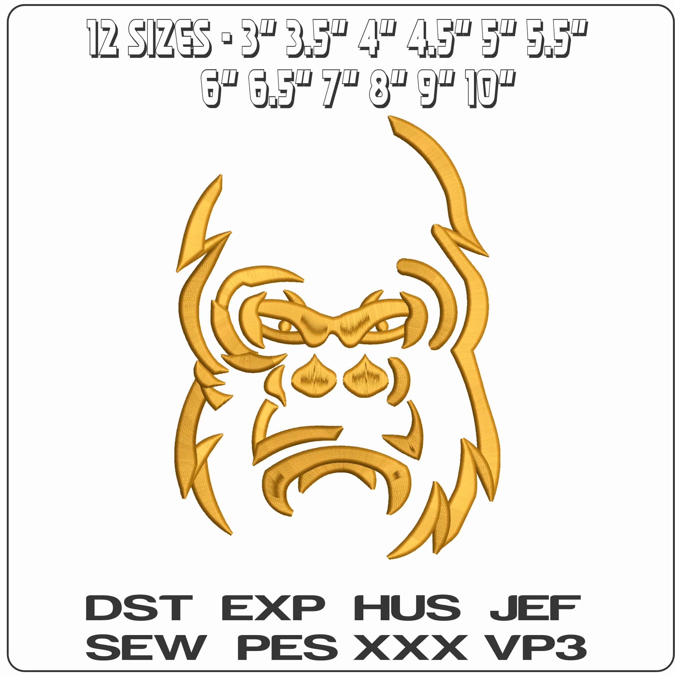 Gorilla Face Line art - Elegant embroidery design file - instant download — view 2