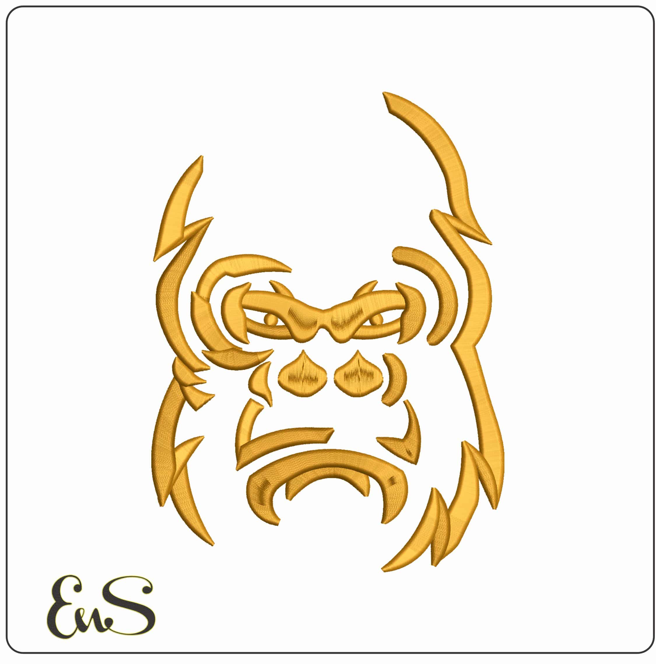 Gorilla Face Line art - Elegant embroidery design file - instant download