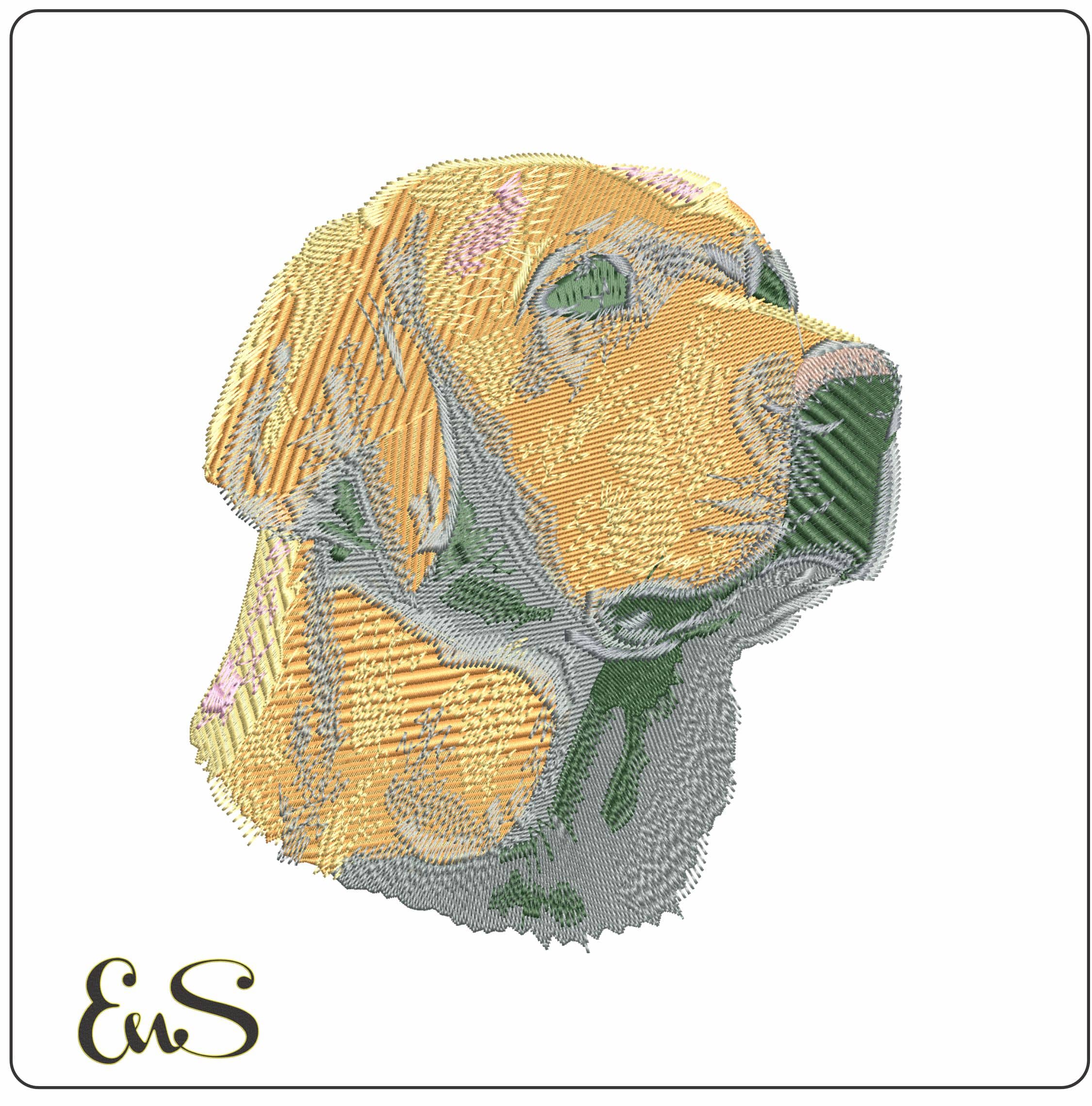 Golden Labrador dog Head - Elegant embroidery design file - instant download