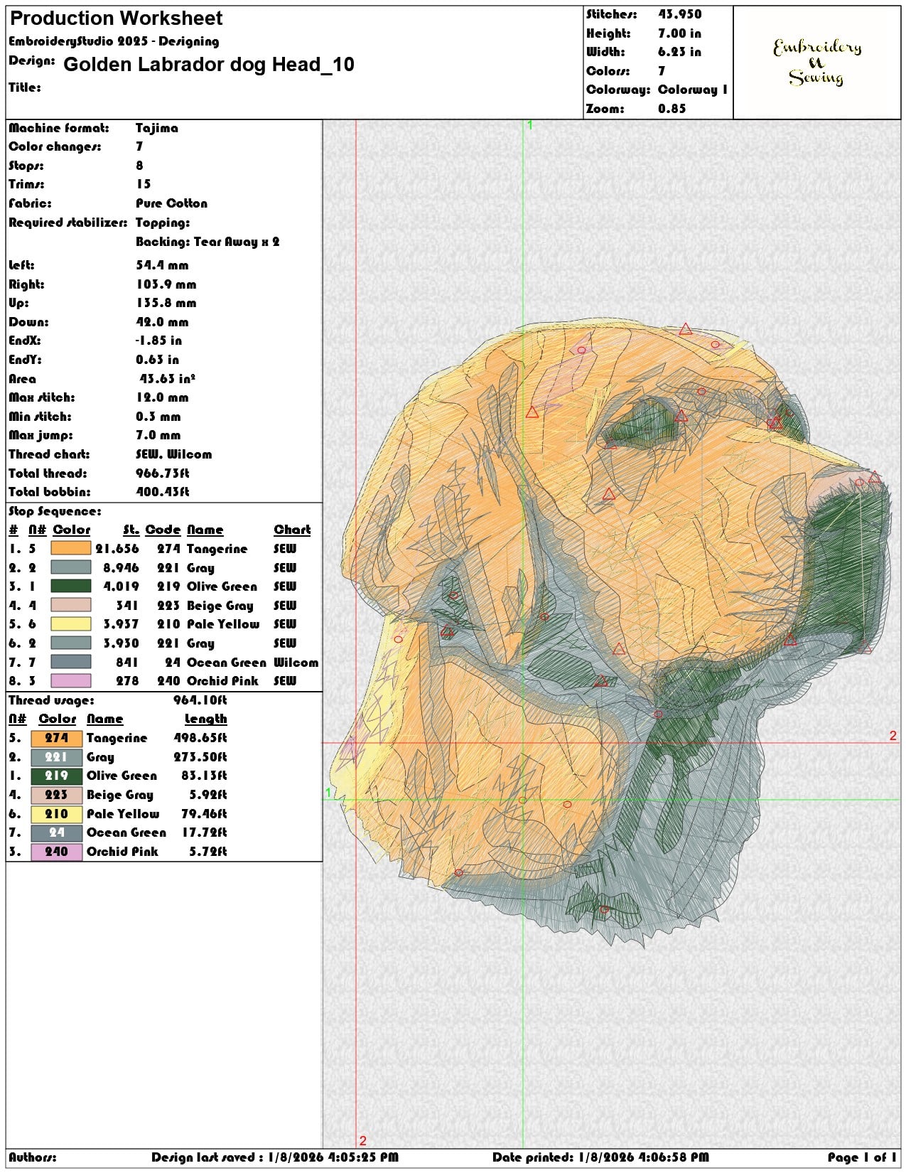 Golden Labrador dog Head - Elegant embroidery design file - instant download — view 3