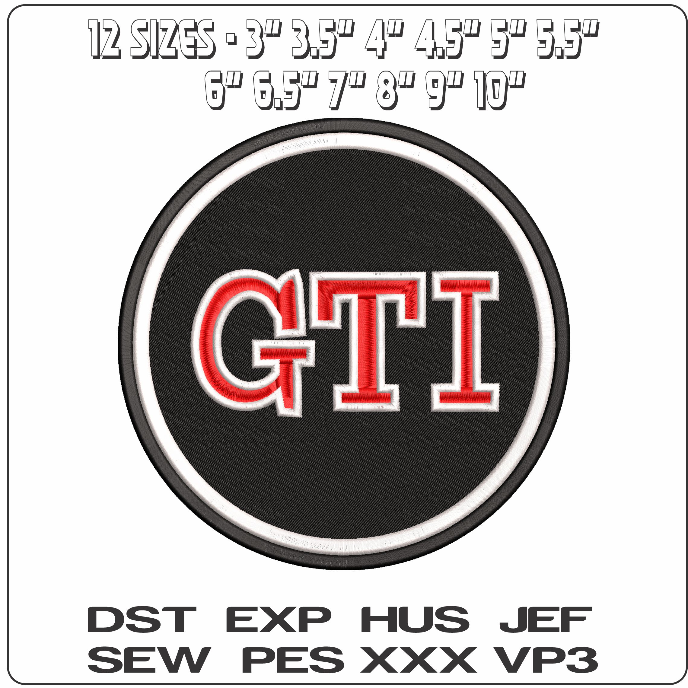 Golf GTI Car Logo - Elegant embroidery design file - instant download — view 2