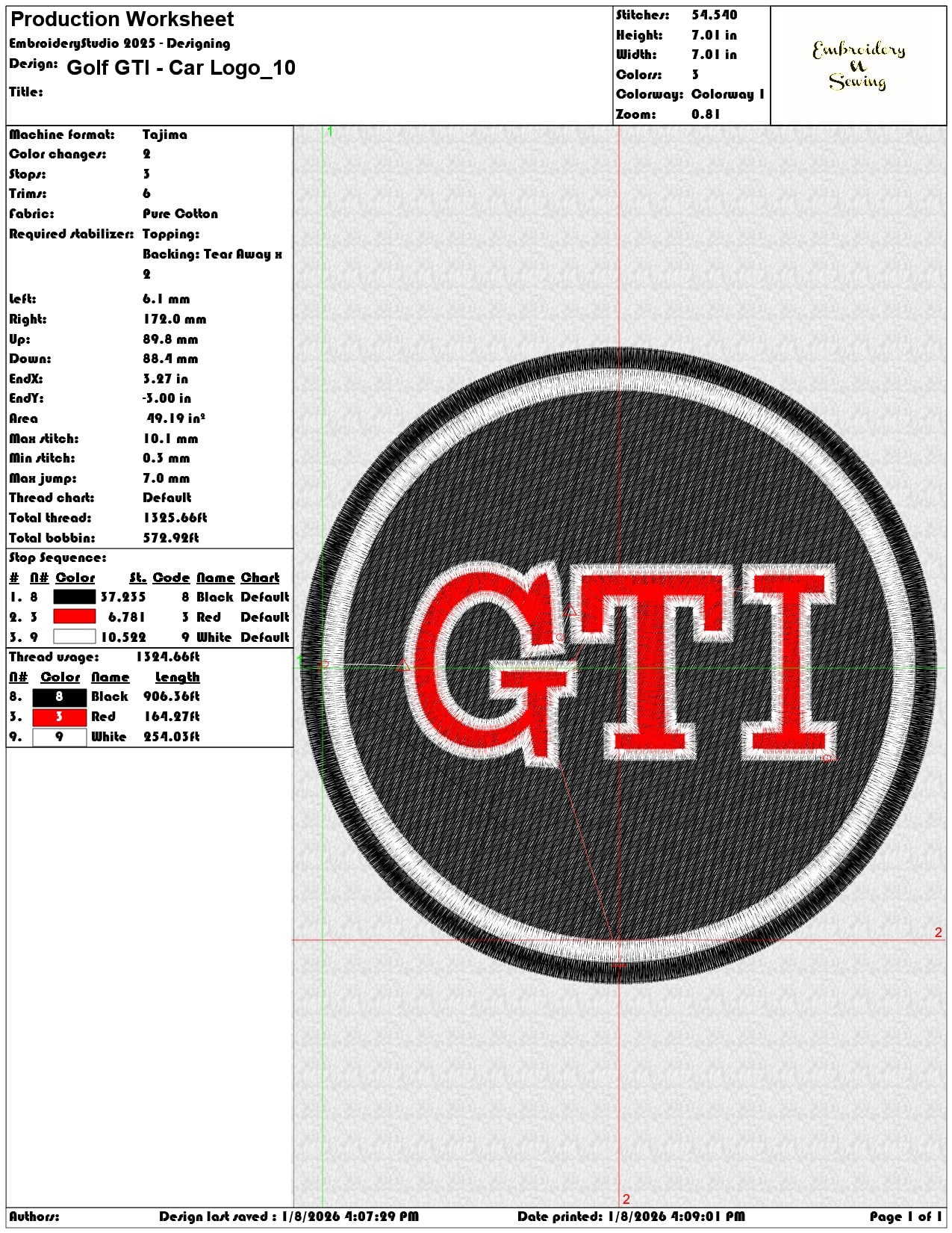 Golf GTI Car Logo - Elegant embroidery design file - instant download — view 3