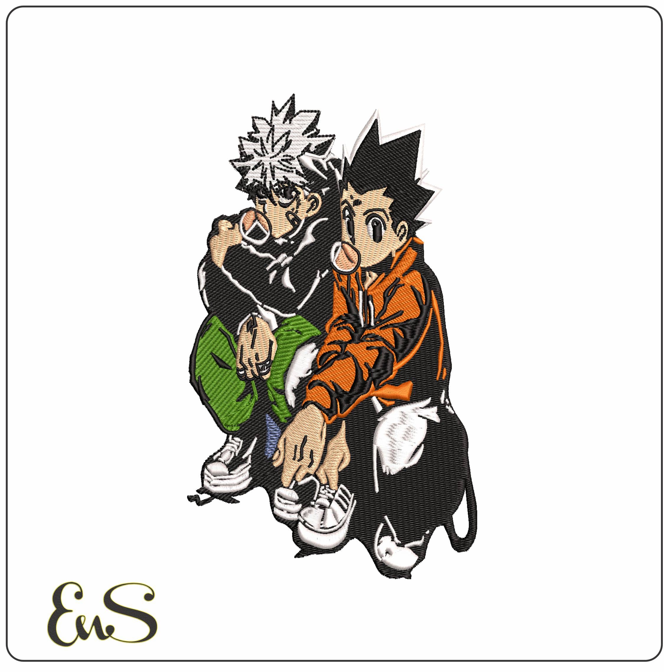 Gon Freecss Killua Zoldyck Hunter x Hunter Anime - Elegant embroidery design file - instant download