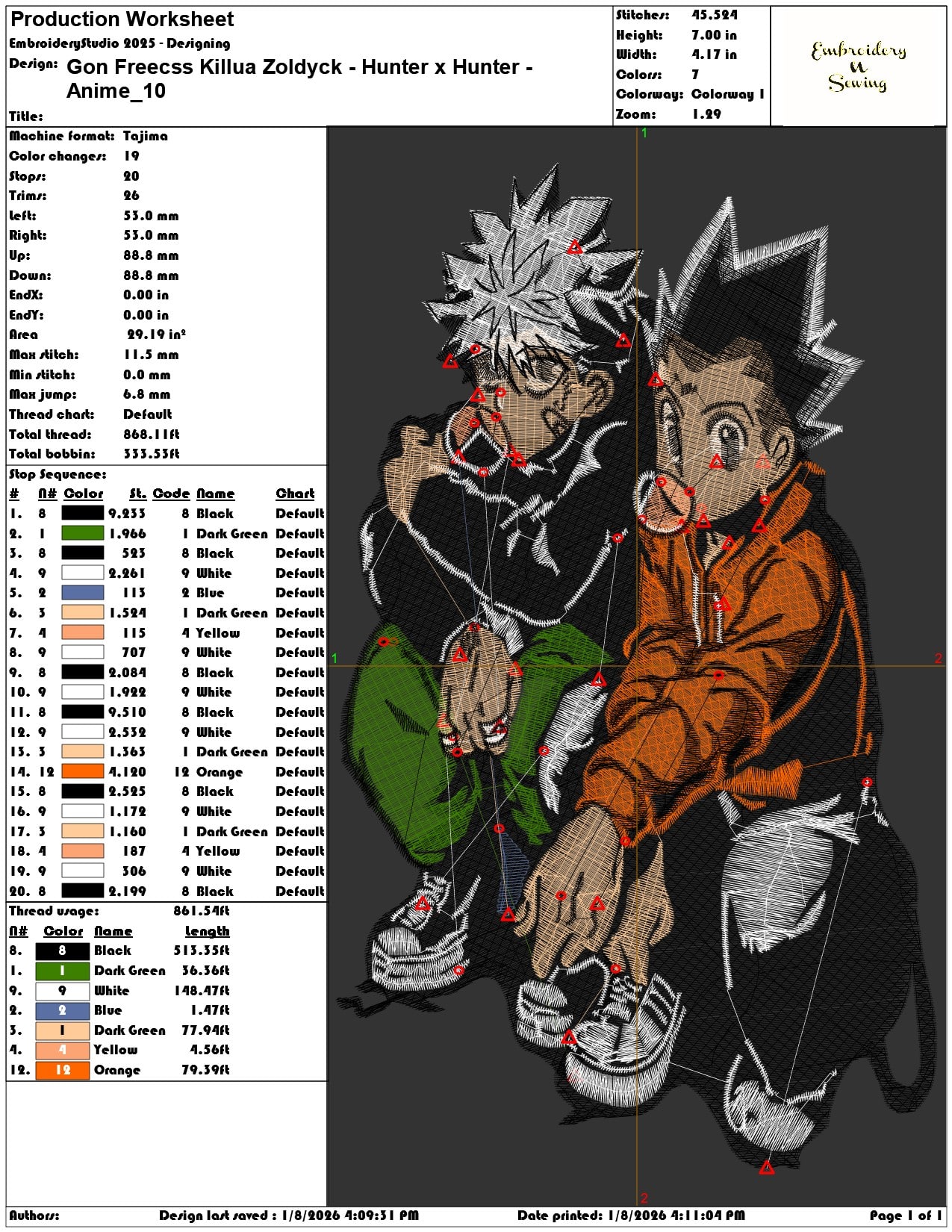 Gon Freecss Killua Zoldyck Hunter x Hunter Anime - Elegant embroidery design file - instant download — view 3