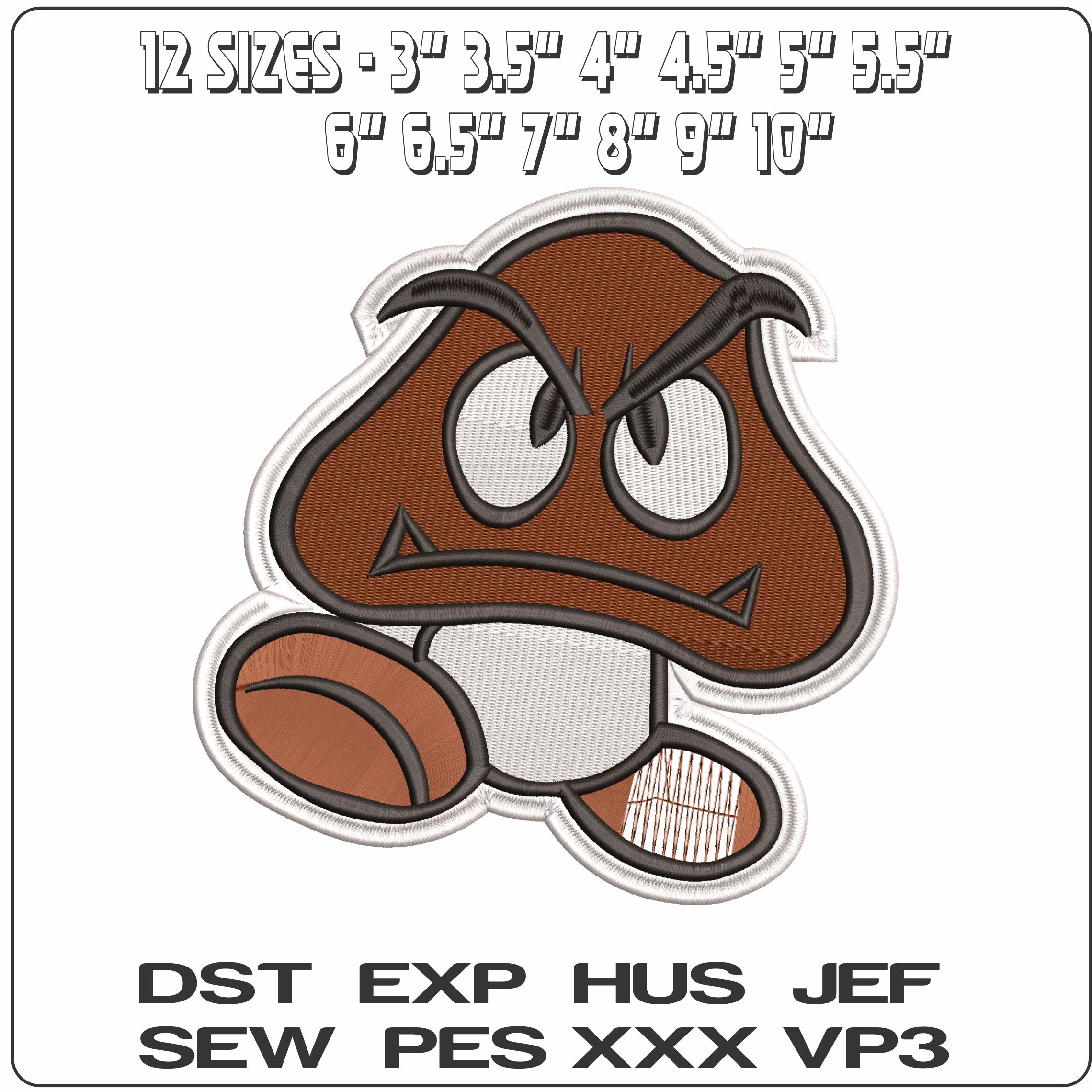 Goomba Super Mario Bros - Elegant embroidery design file - instant download — view 2