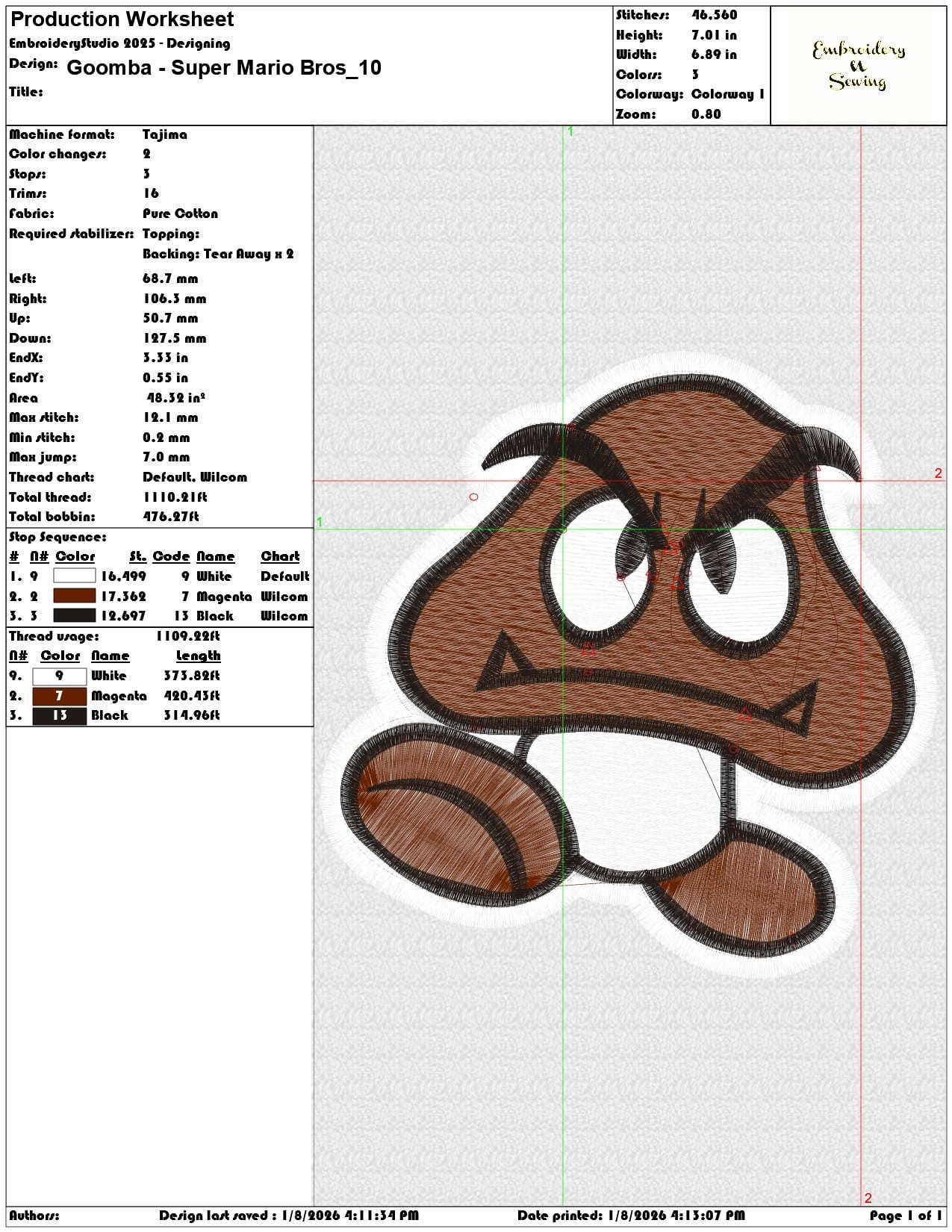Goomba Super Mario Bros - Elegant embroidery design file - instant download — view 3