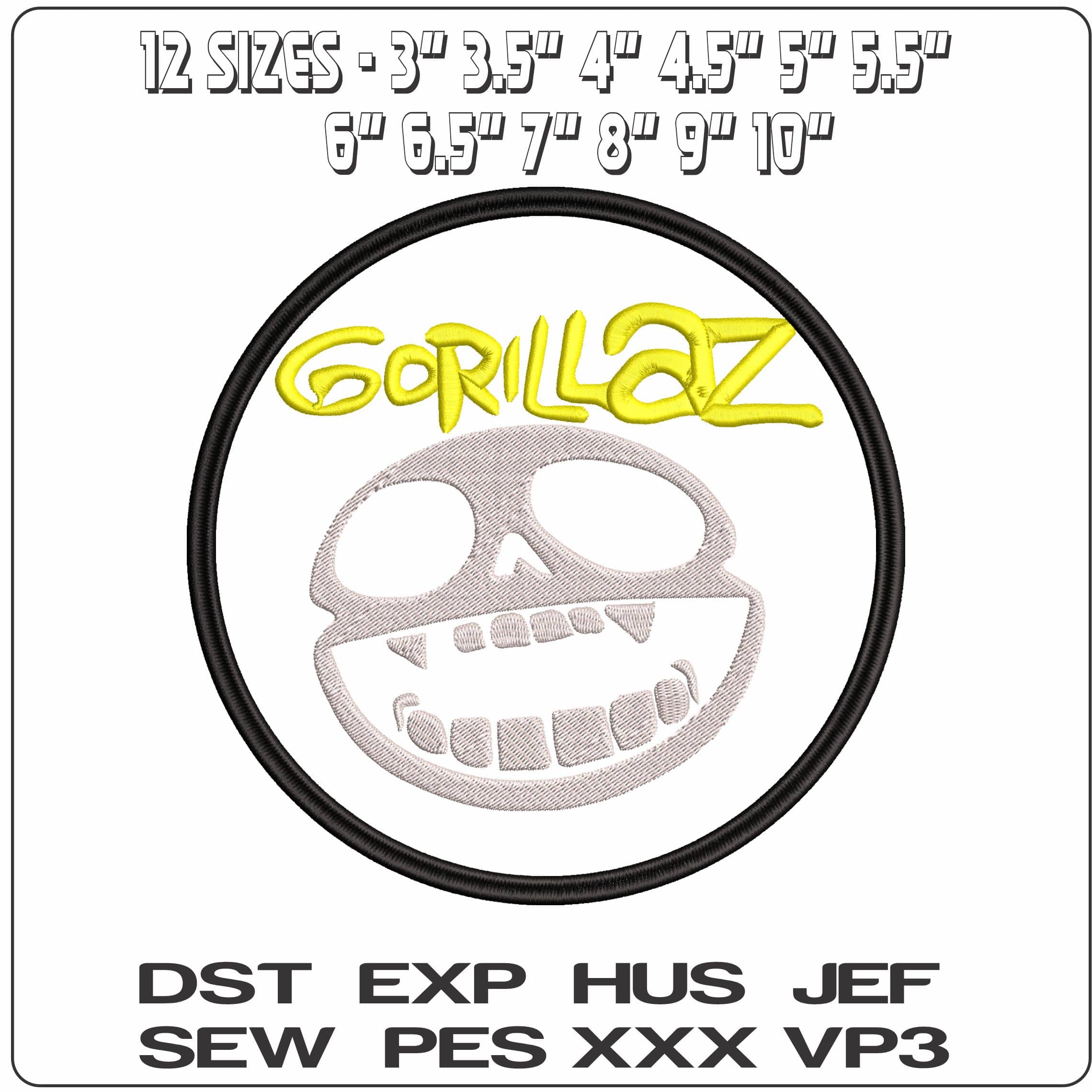 Gorillaz Band - Elegant embroidery design file - instant download — view 2