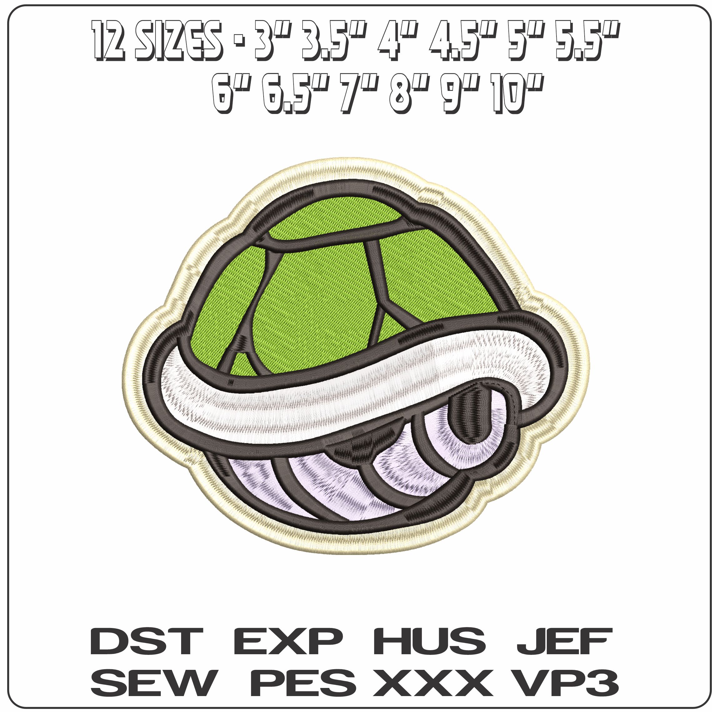 Green Turtle Shell Super Mario Bros - Elegant embroidery design file - instant download — view 2