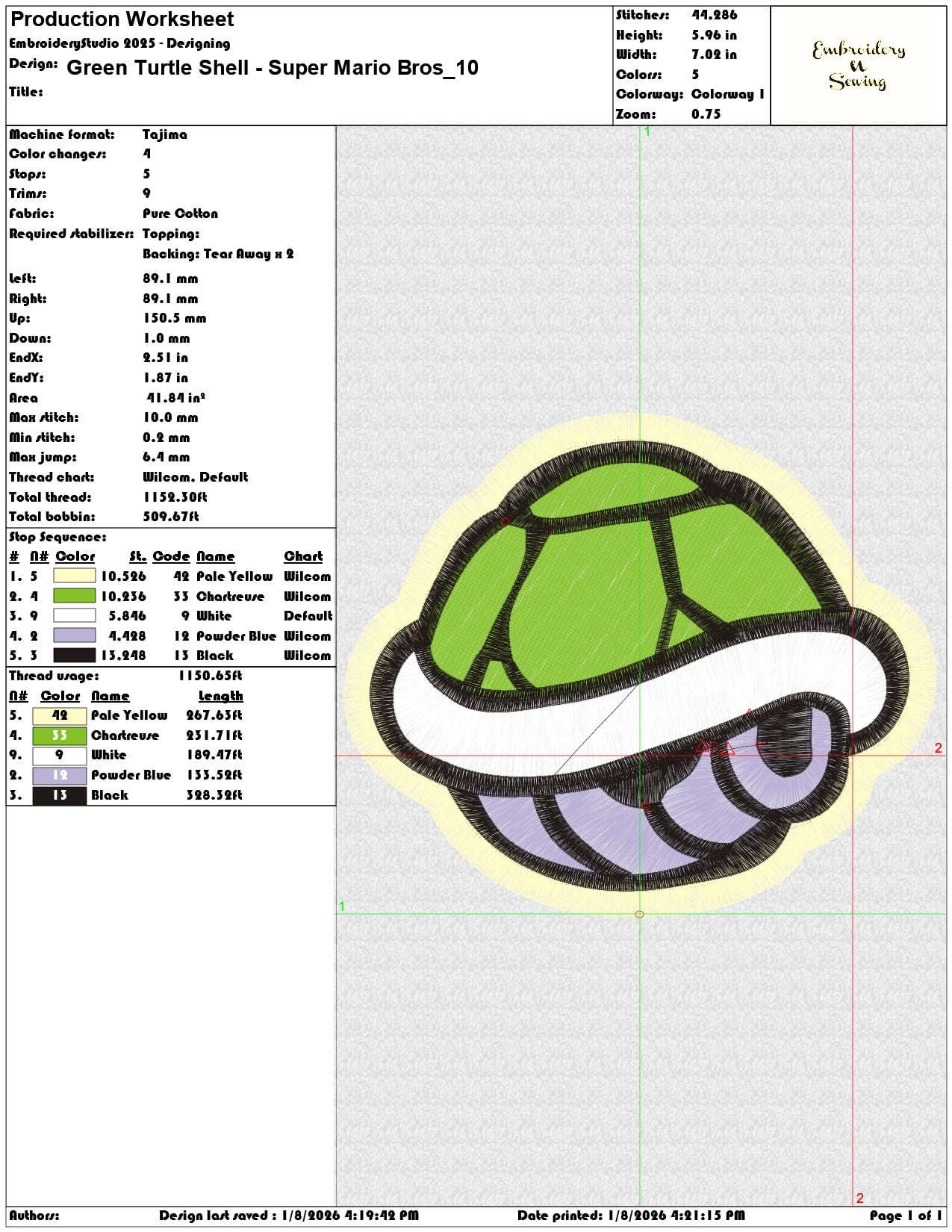 Green Turtle Shell Super Mario Bros - Elegant embroidery design file - instant download — view 3