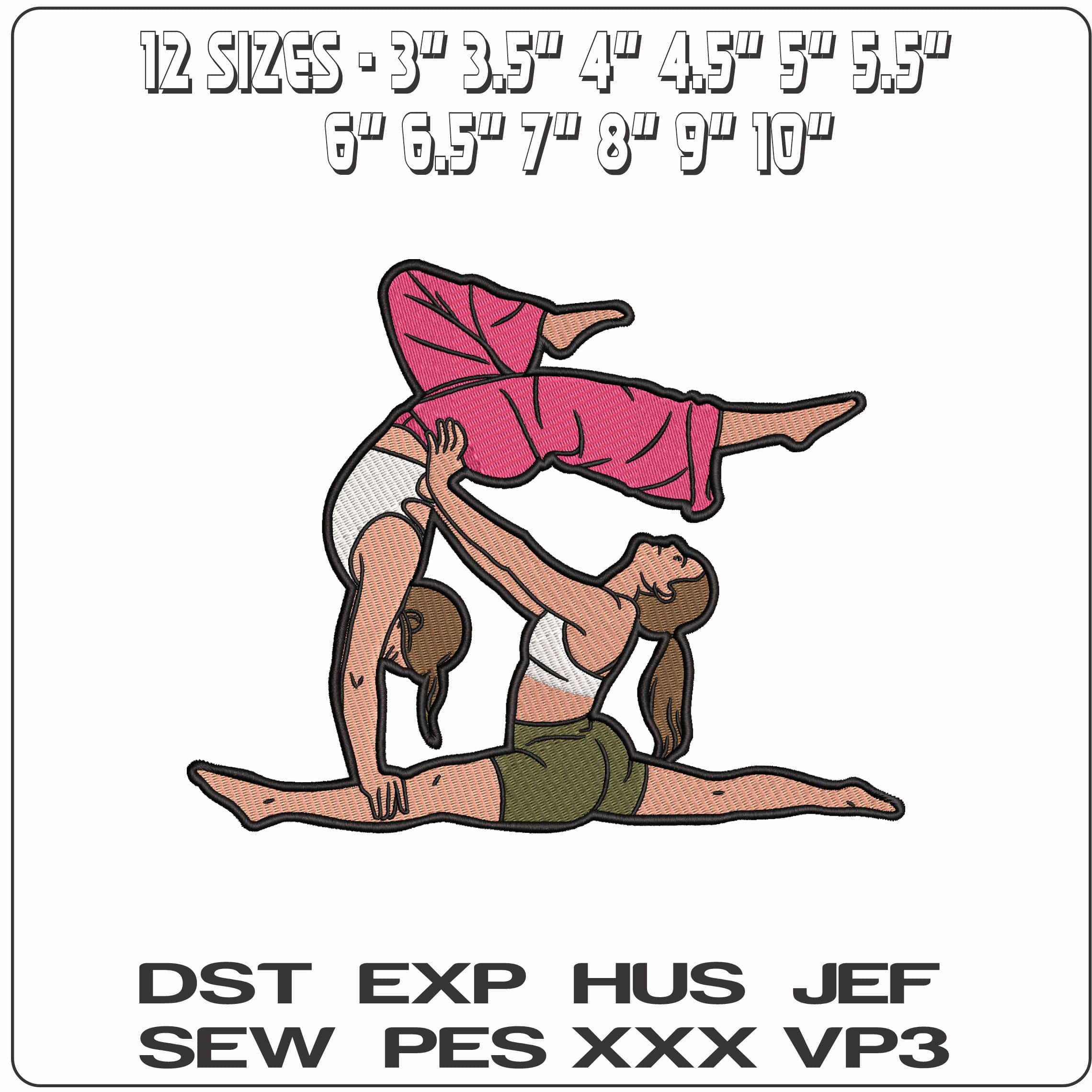 Gymnast Hand Stand Splits - Elegant embroidery design file - instant download — view 2