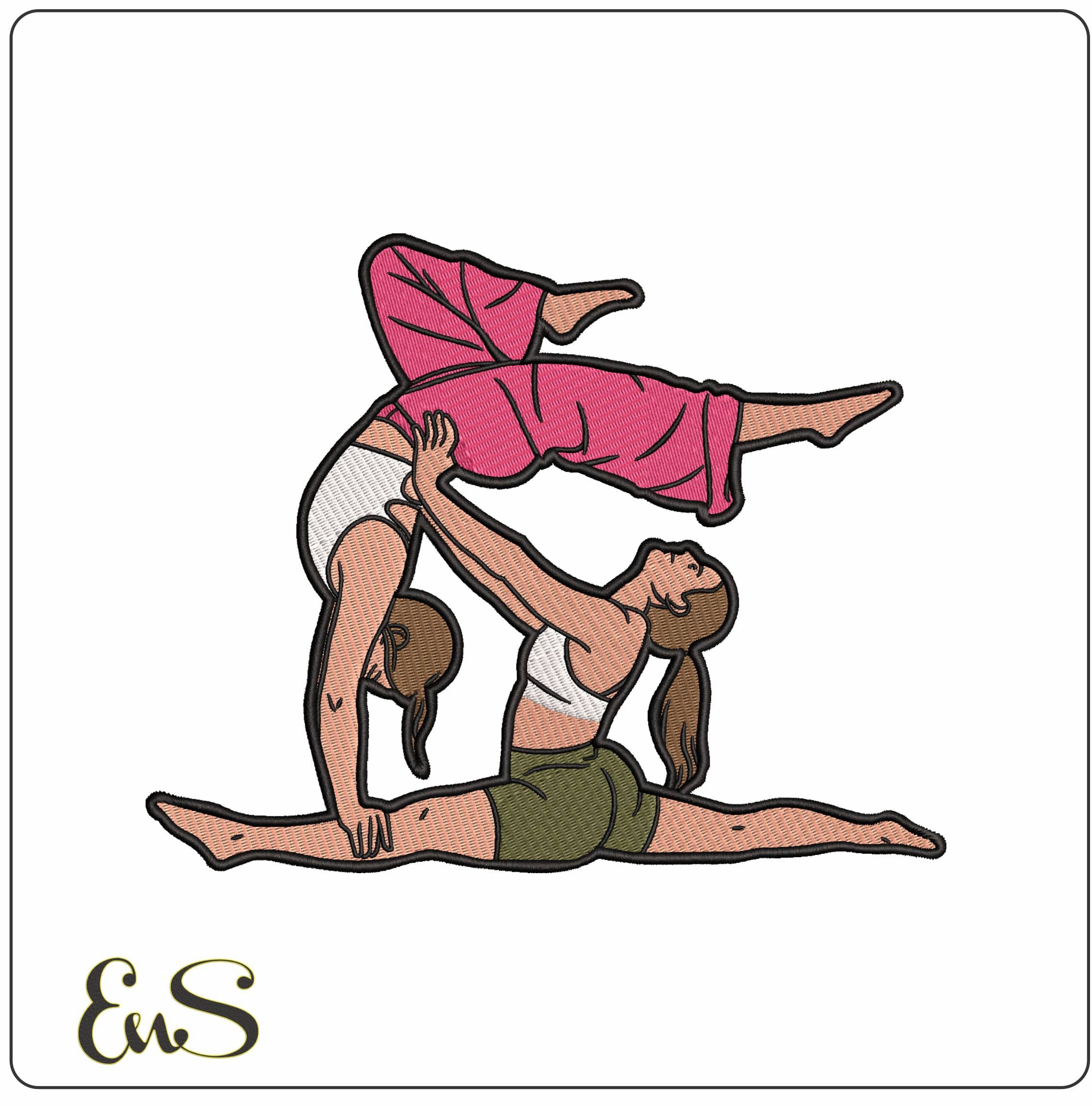Gymnast Hand Stand Splits - Elegant embroidery design file - instant download