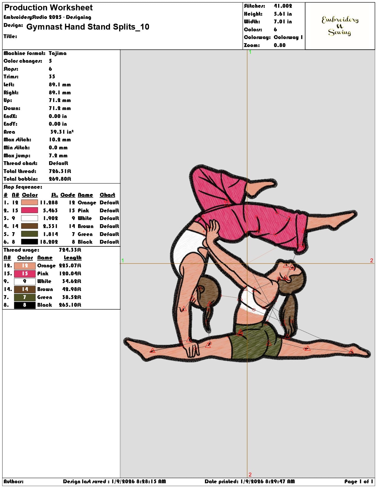 Gymnast Hand Stand Splits - Elegant embroidery design file - instant download — view 3