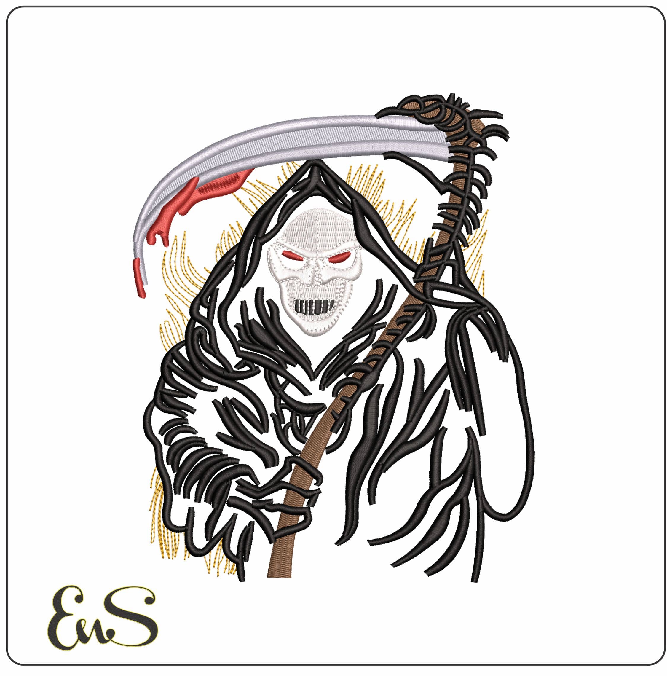 Grimm Reaper Outline - Elegant embroidery design file - instant download