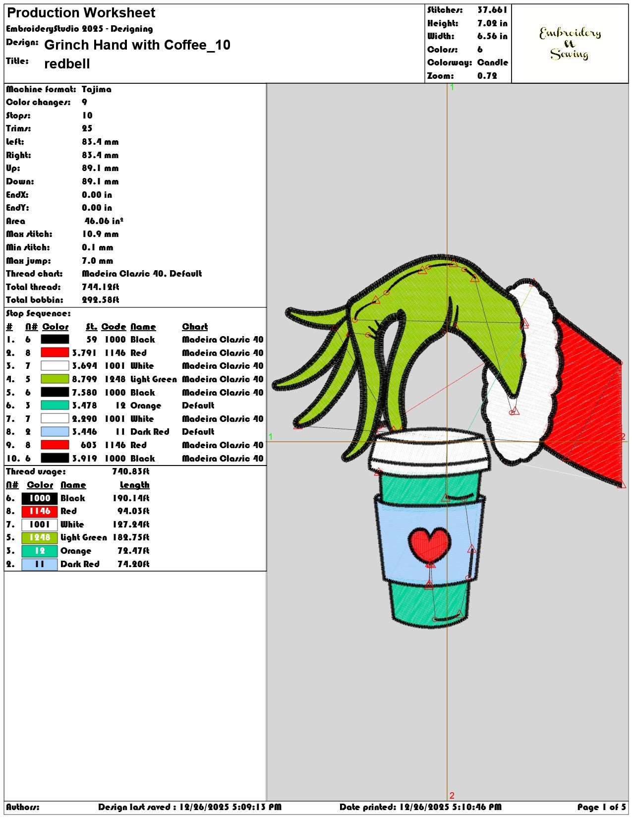 Grinch Hand with Coffee - Elegant embroidery design file - instant download — view 3
