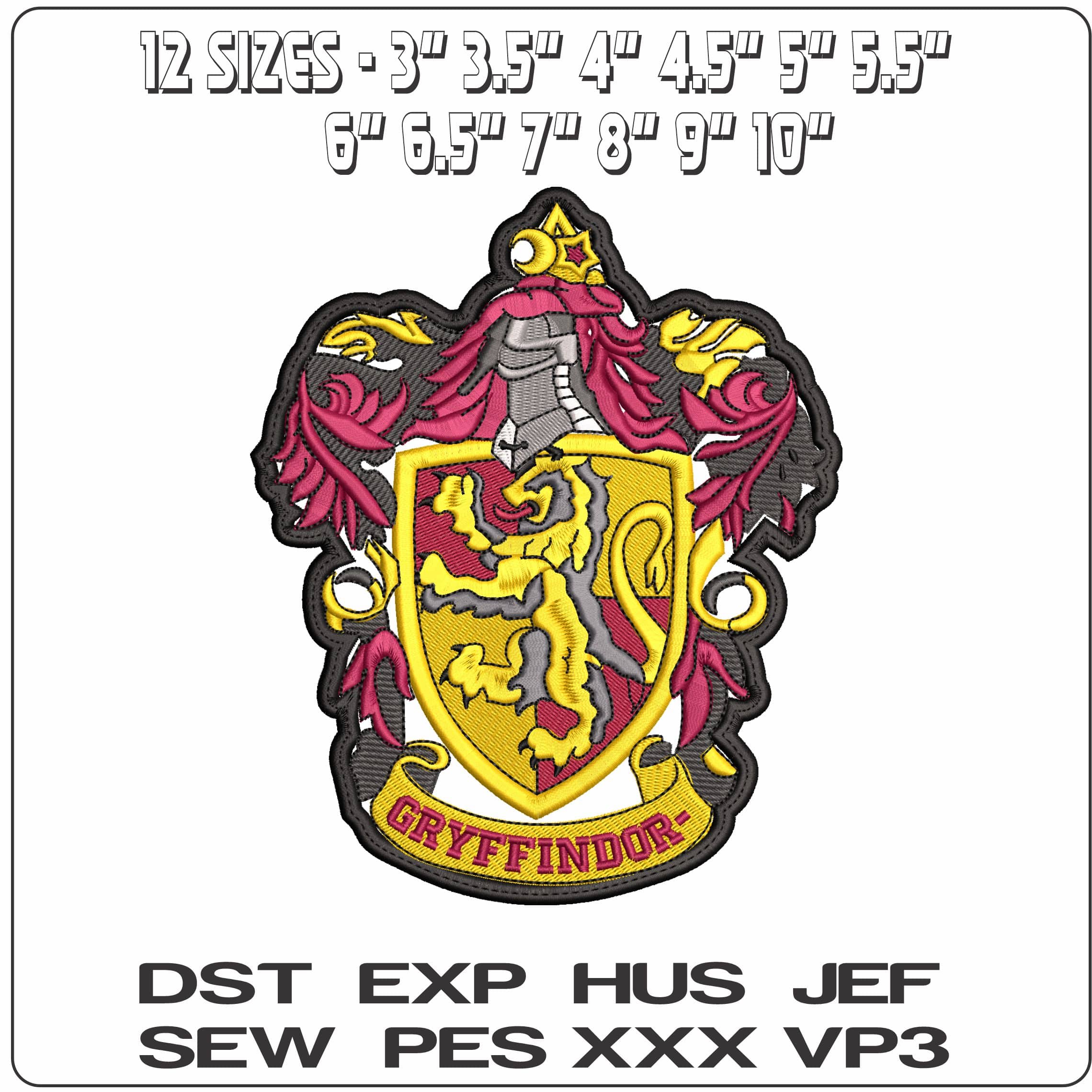 Gryffindor Shield - Elegant embroidery design file - instant download — view 2