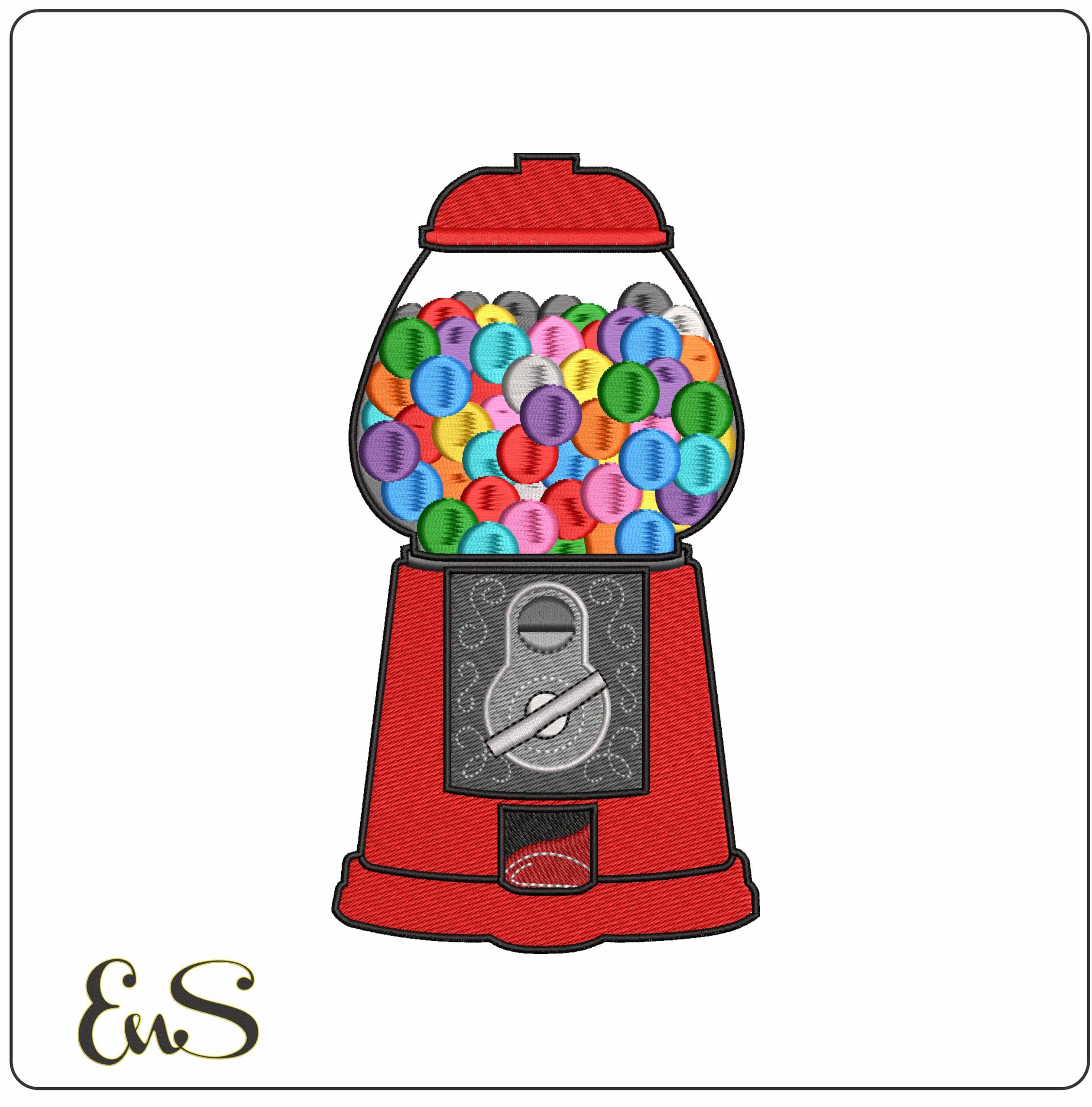 Gumball Vending Machine - Elegant embroidery design file - instant download