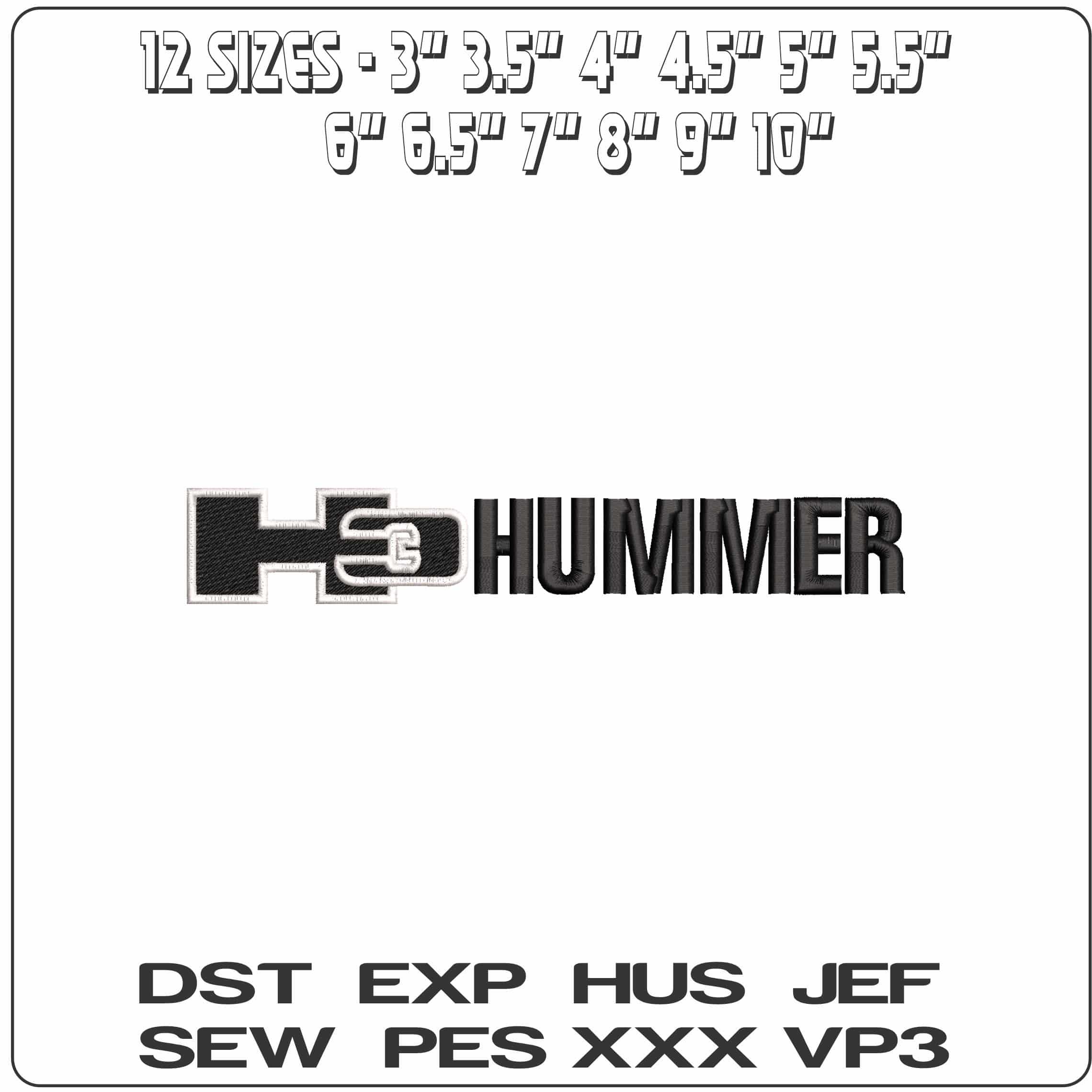 H3 Hummer - Elegant embroidery design file - instant download — view 2