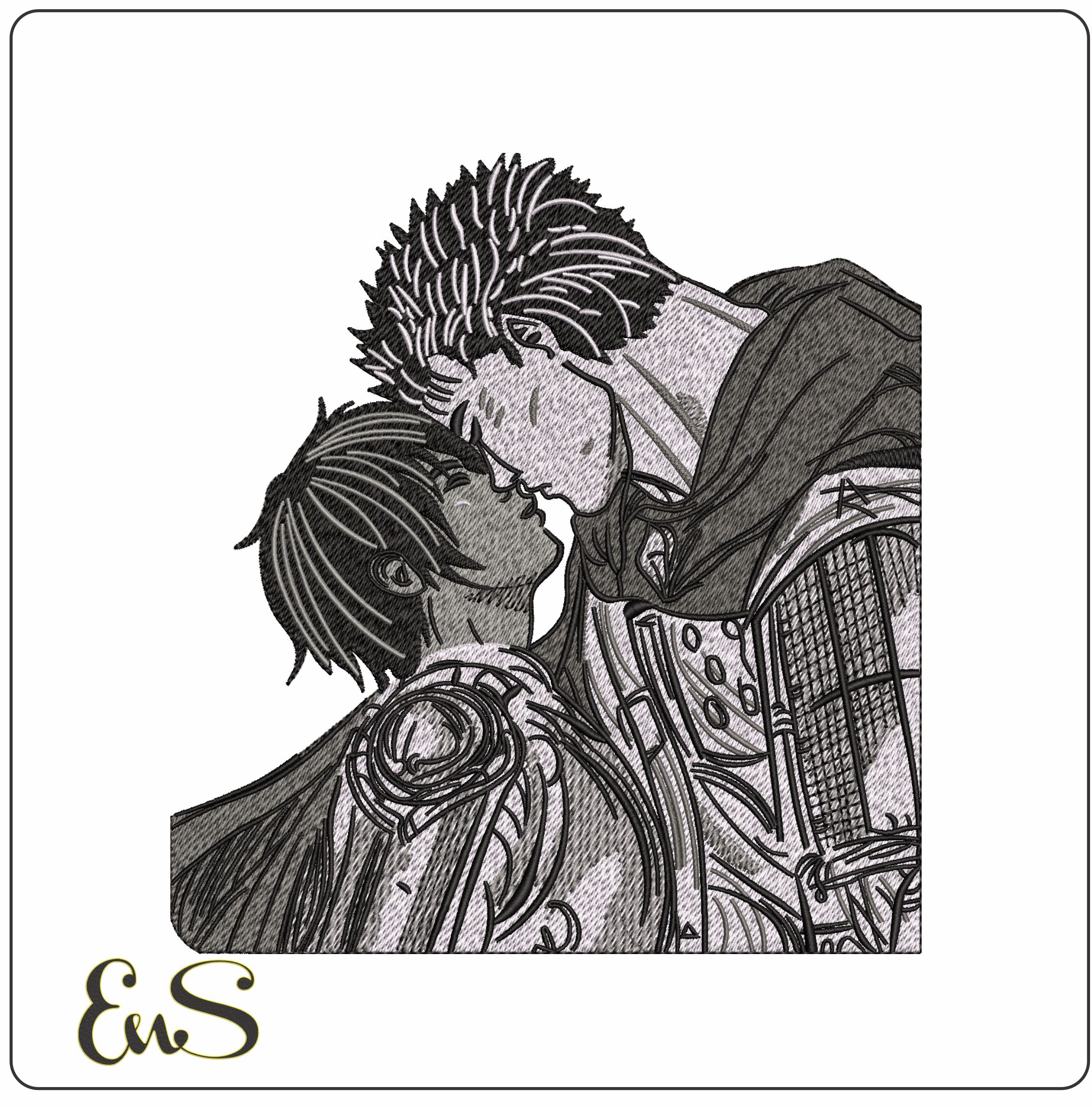 Guts and Casca Berserk Anime - Elegant embroidery design file - instant download