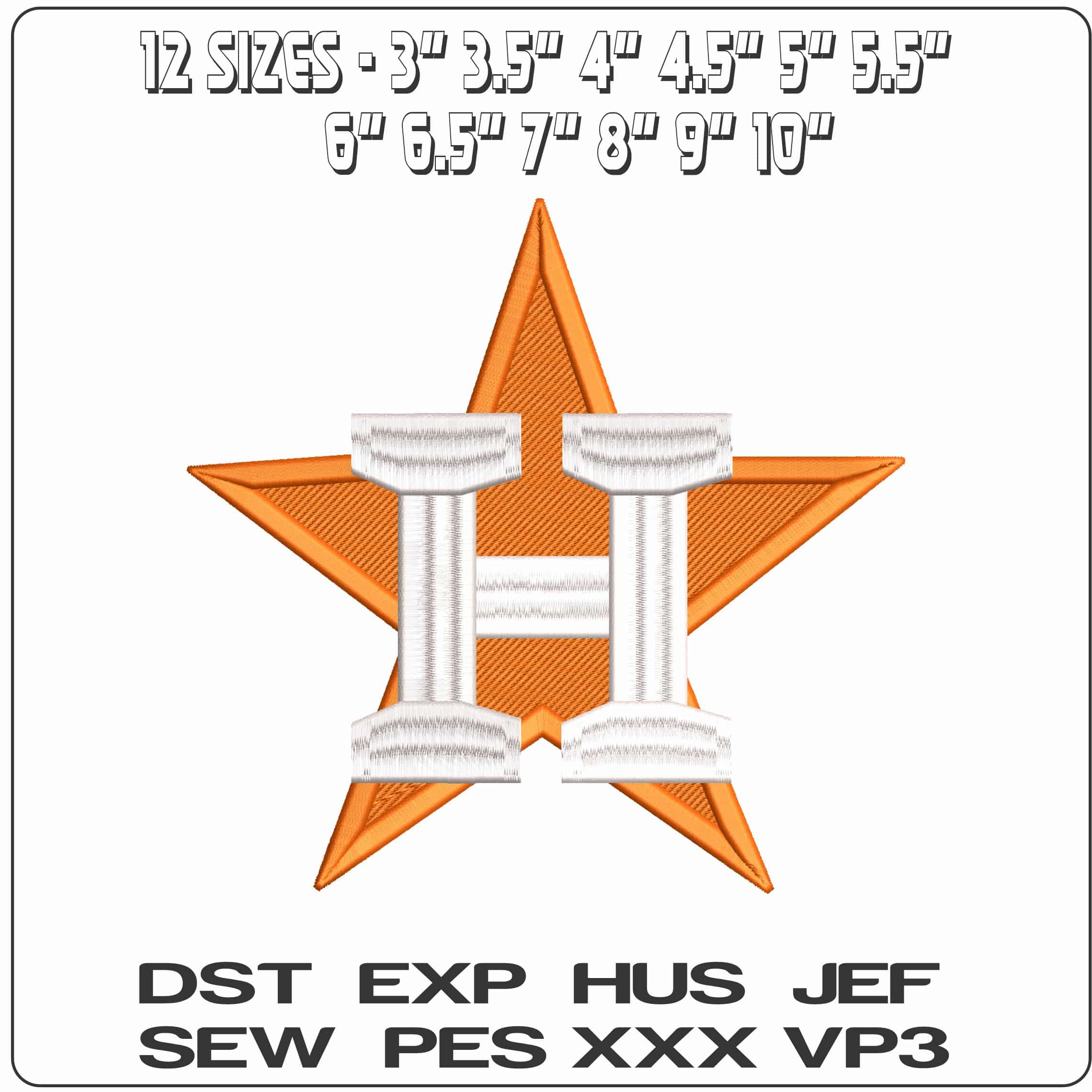 H Houston ASTROS 3D MLB - Elegant embroidery design file - instant download — view 2