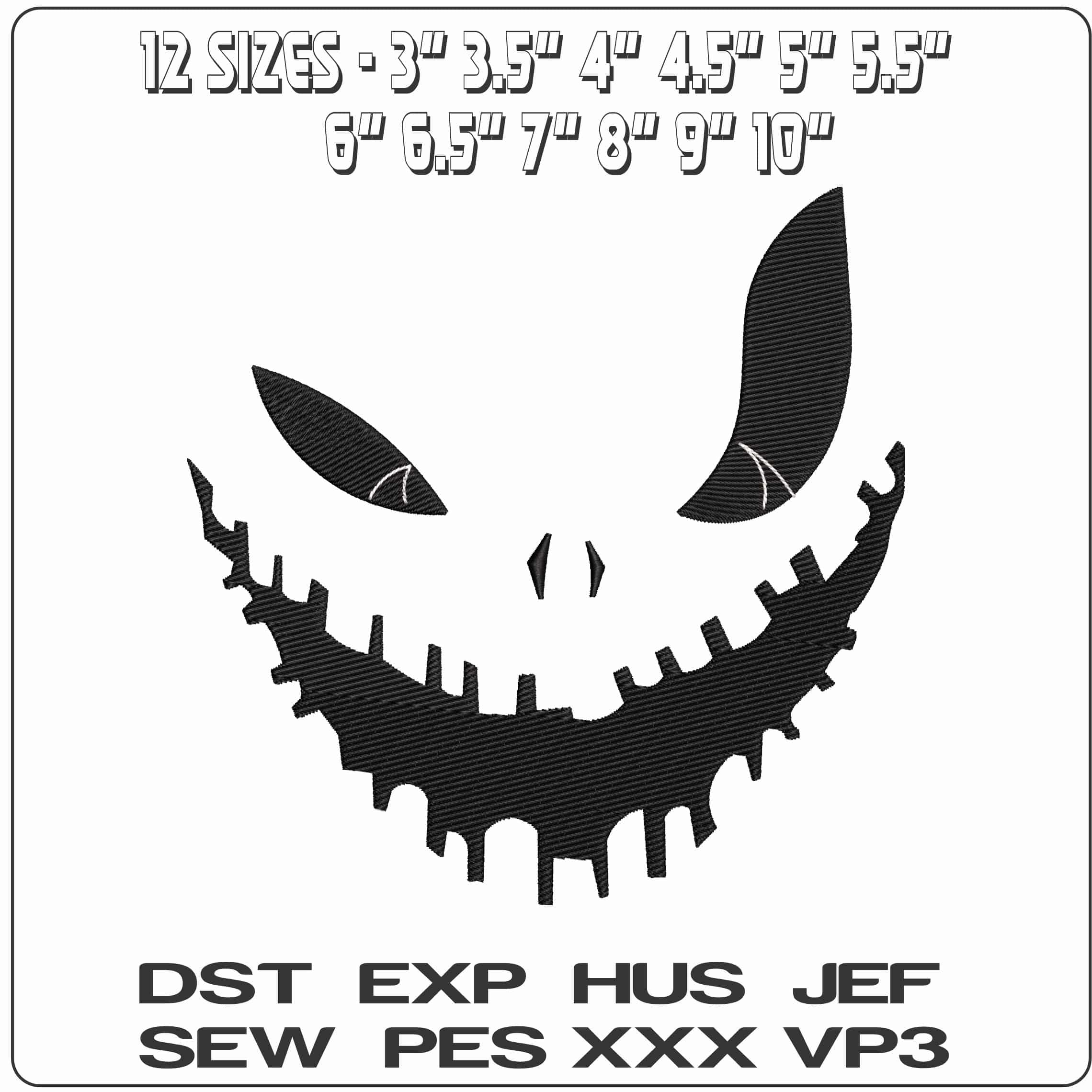Halloween Face 2 - Elegant embroidery design file - instant download — view 2