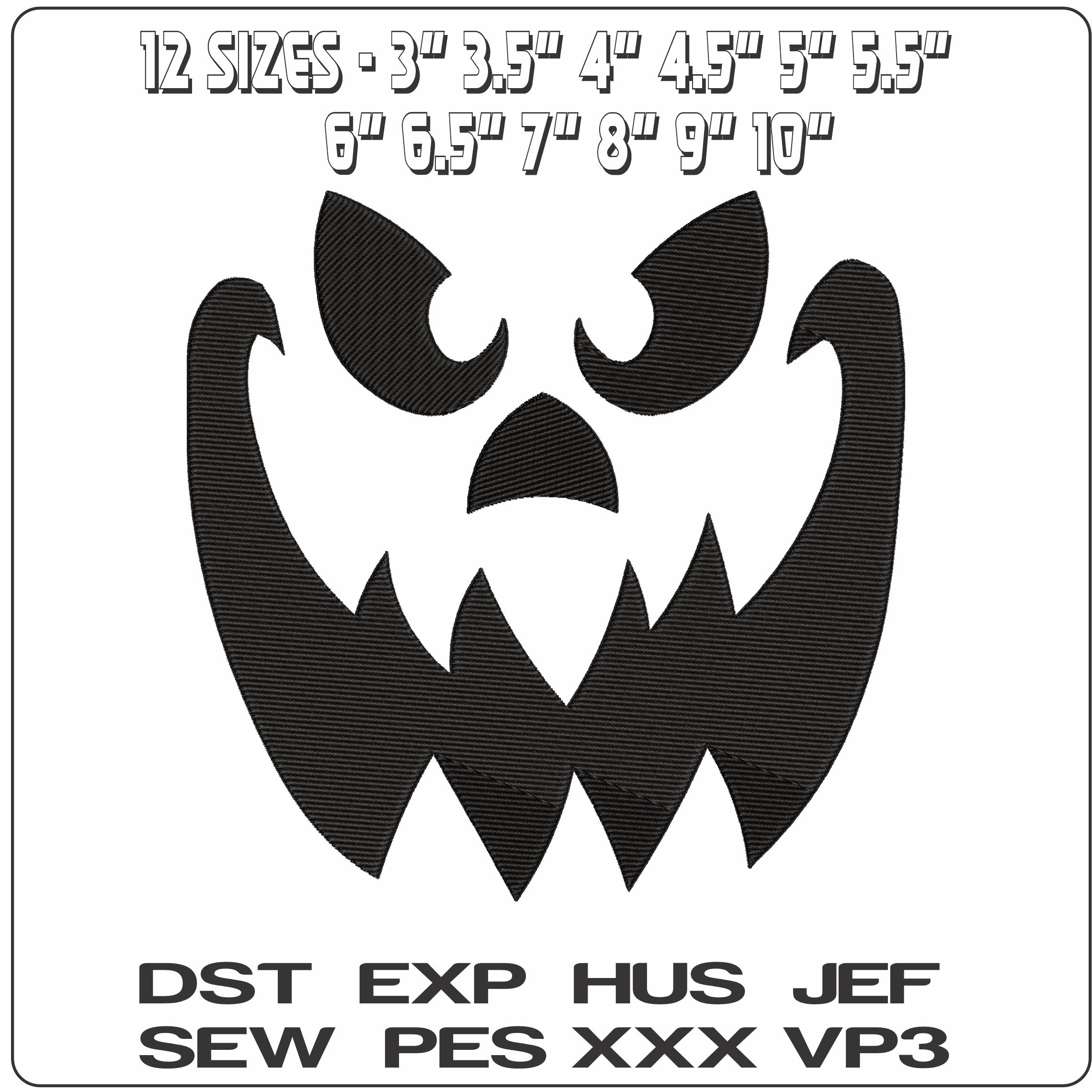 Halloween Face 3 - Elegant embroidery design file - instant download — view 2