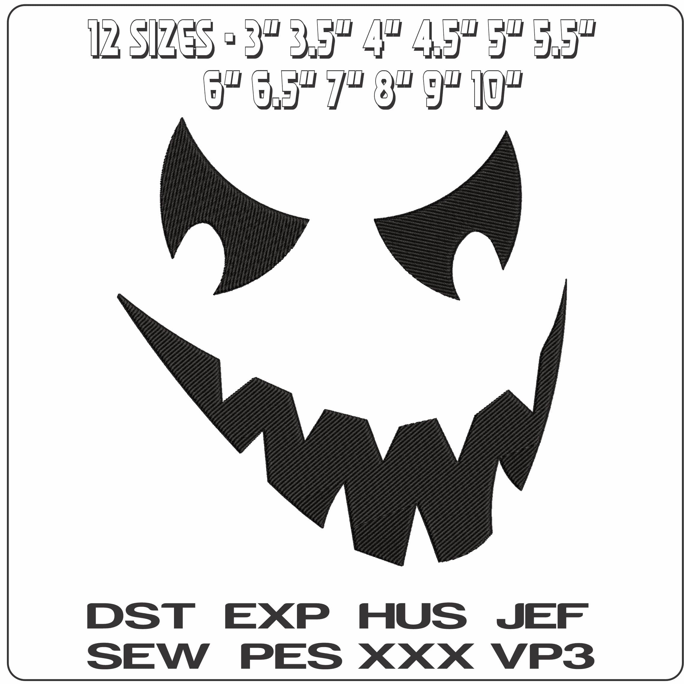 Halloween Face 4 - Elegant embroidery design file - instant download — view 2