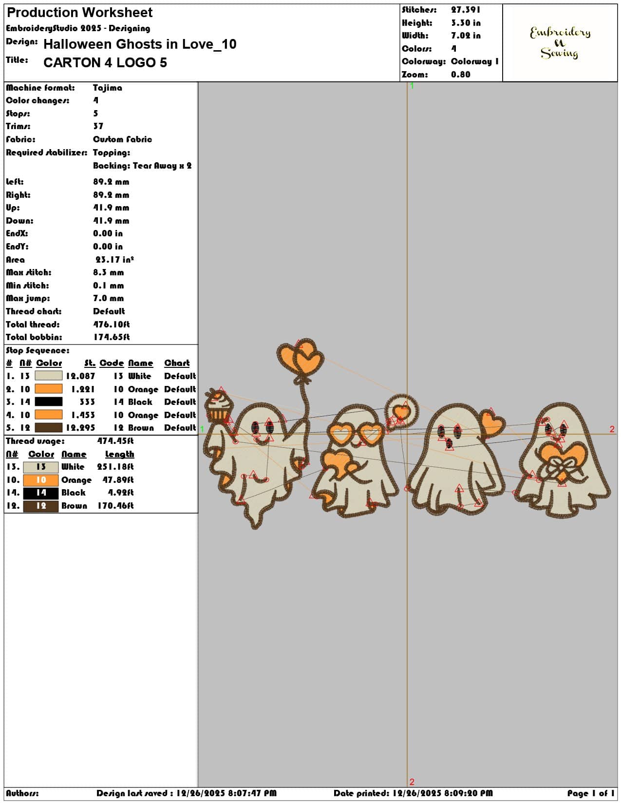 Halloween Ghosts in Love - Elegant embroidery design file - instant download — view 3