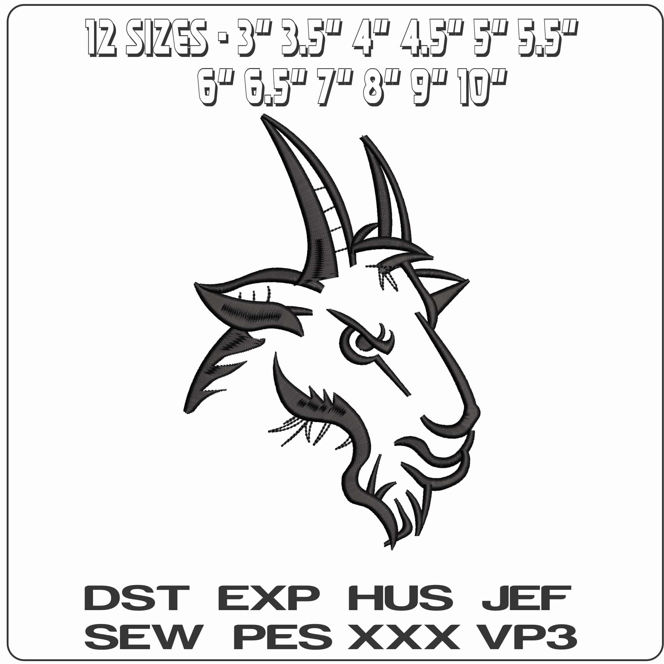 Halloween Goats Head - Elegant embroidery design file - instant download — view 2