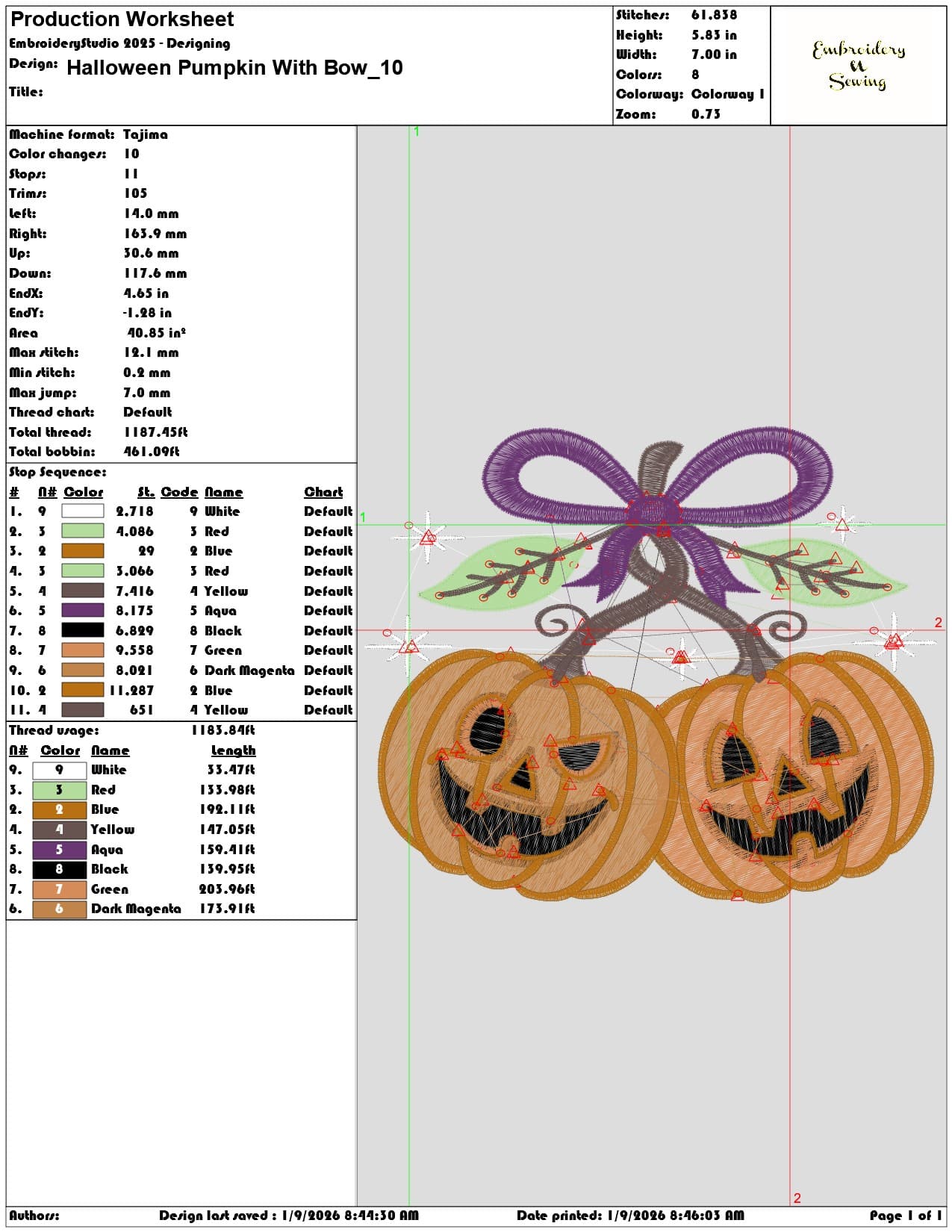 Halloween Pumpkin With Bow - Elegant embroidery design file - instant download — view 3