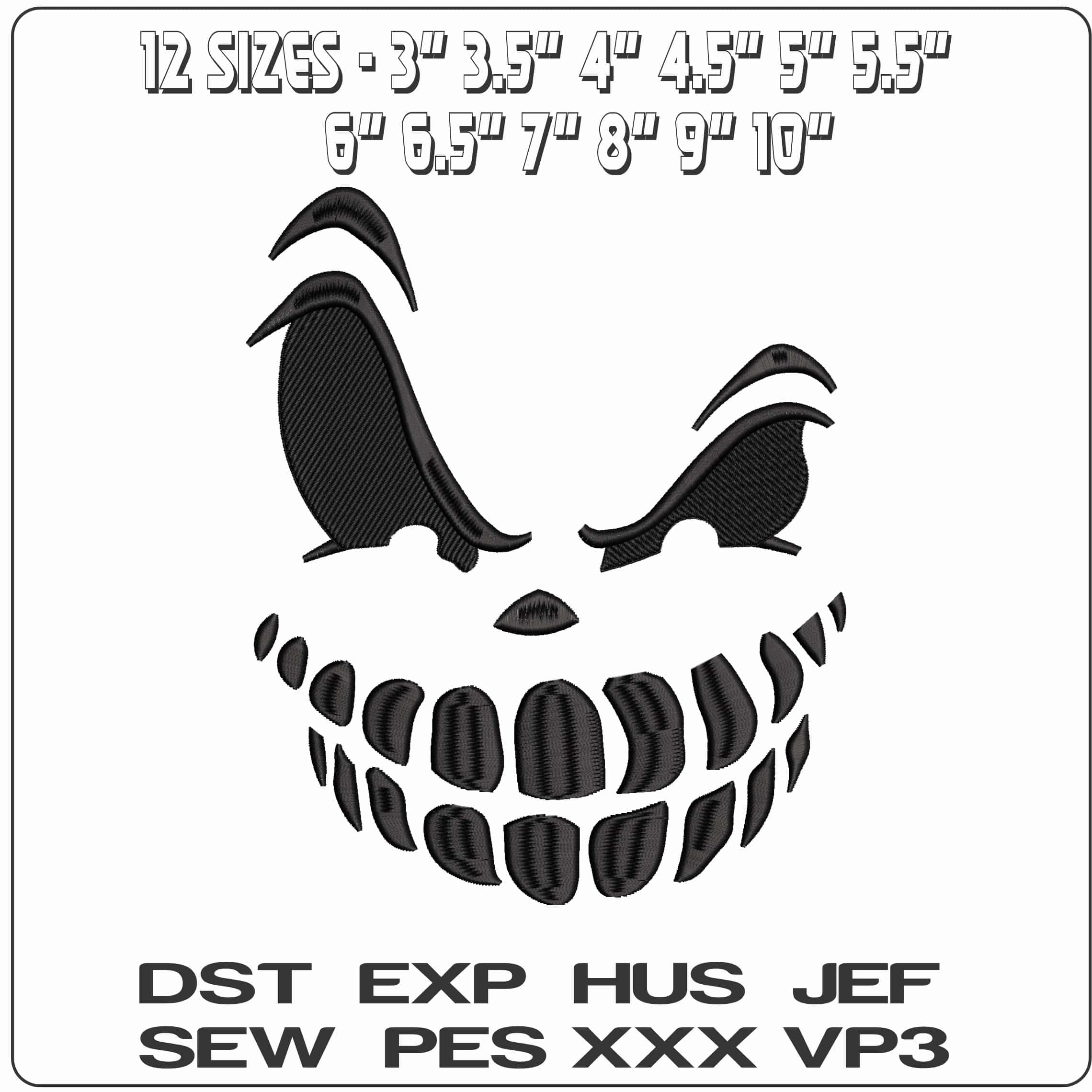 Halloween Skull Face - Elegant embroidery design file - instant download — view 2
