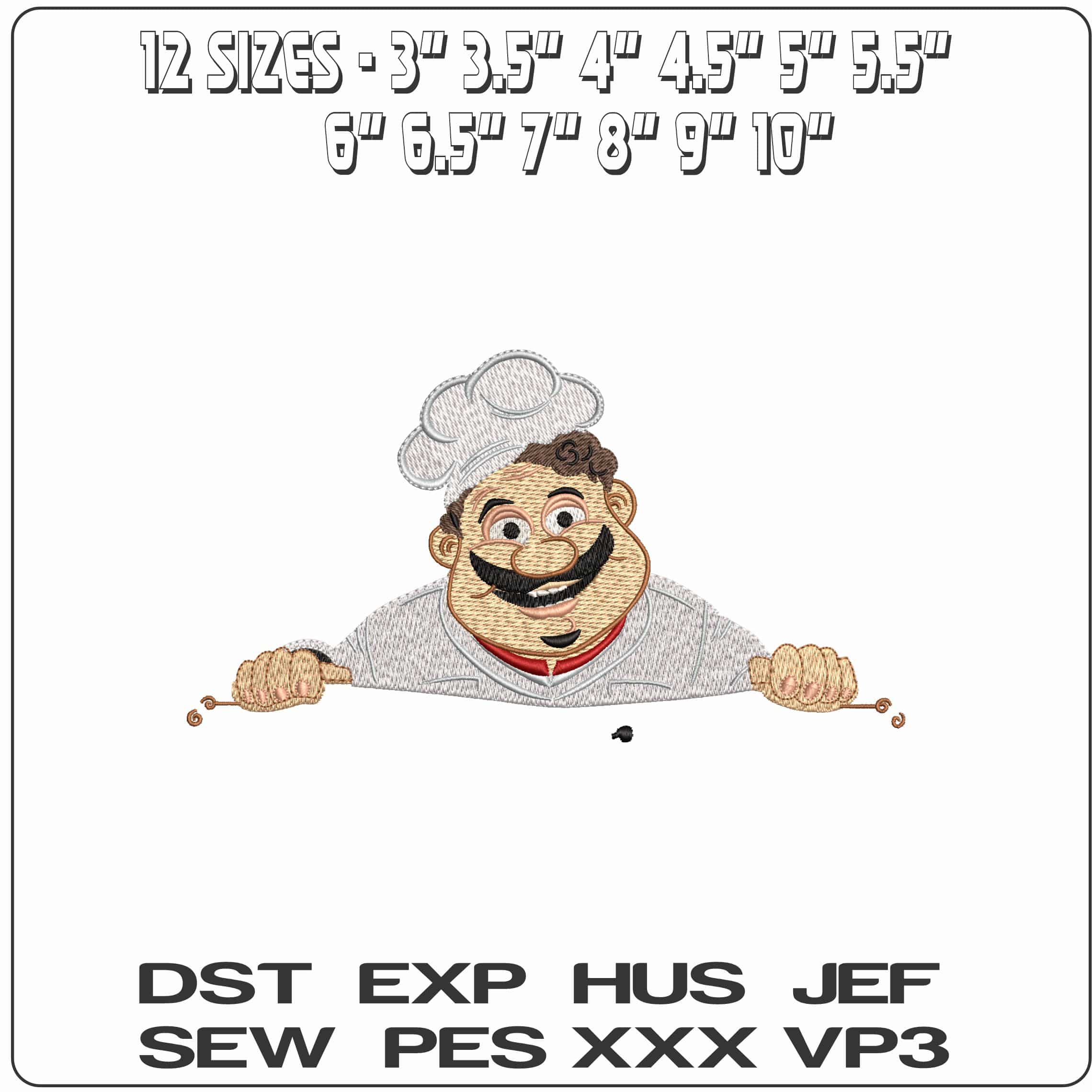 Happy Chef Looking - Elegant embroidery design file - instant download — view 2