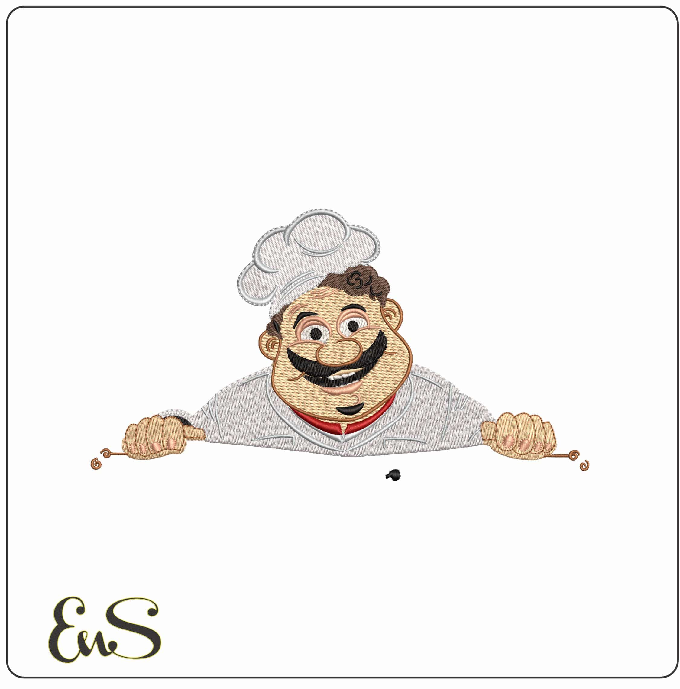 Happy Chef Looking - Elegant embroidery design file - instant download