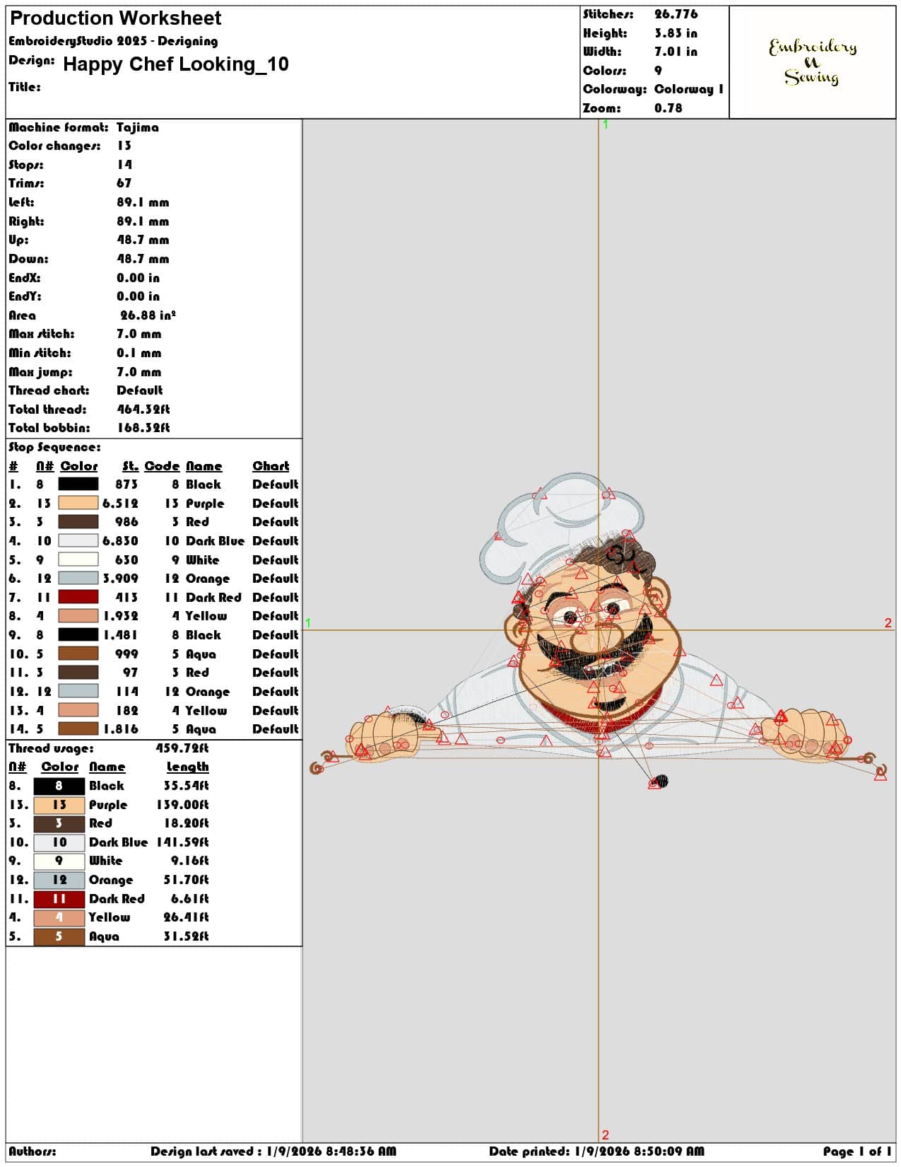 Happy Chef Looking - Elegant embroidery design file - instant download — view 3