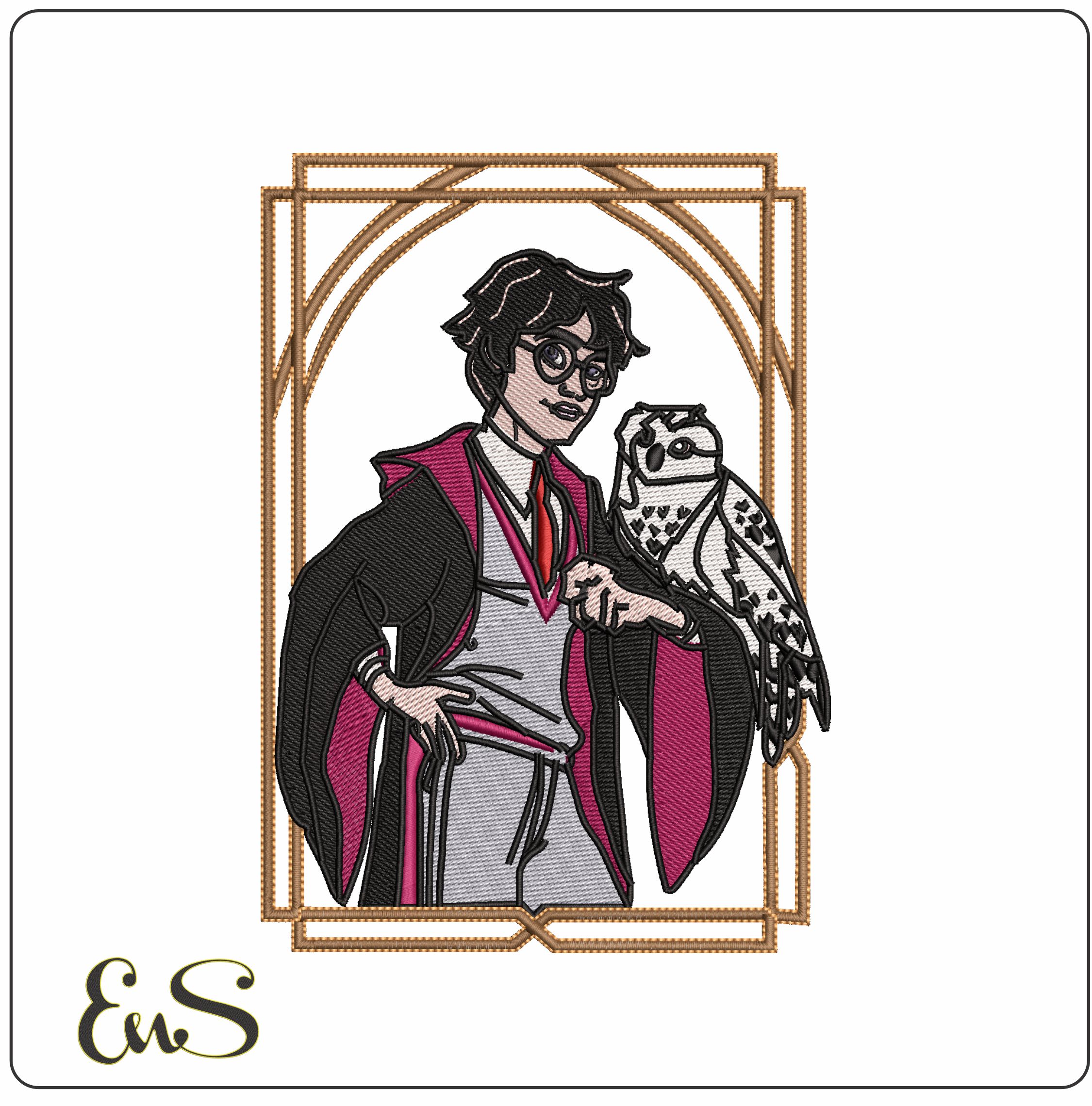 Harry Potter and Headwig - Elegant embroidery design file - instant download