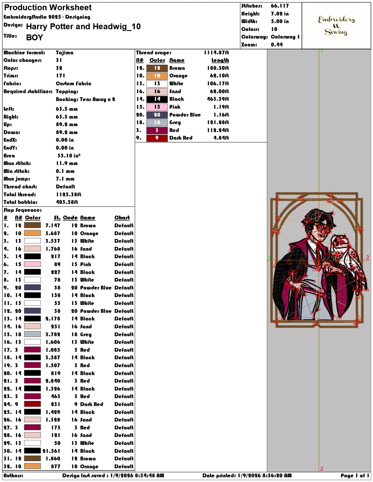 Harry Potter and Headwig - Elegant embroidery design file - instant download — view 3