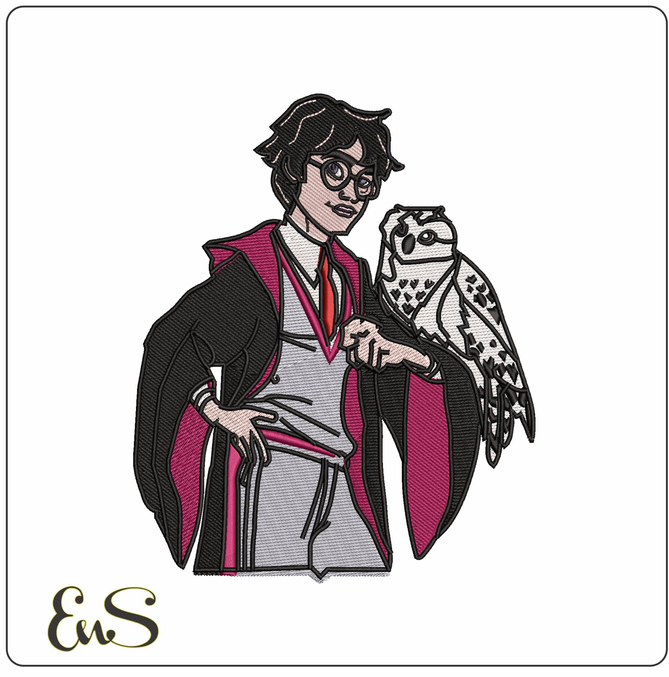 Harry Potter and Headwig Now Frame - Elegant embroidery design file - instant download