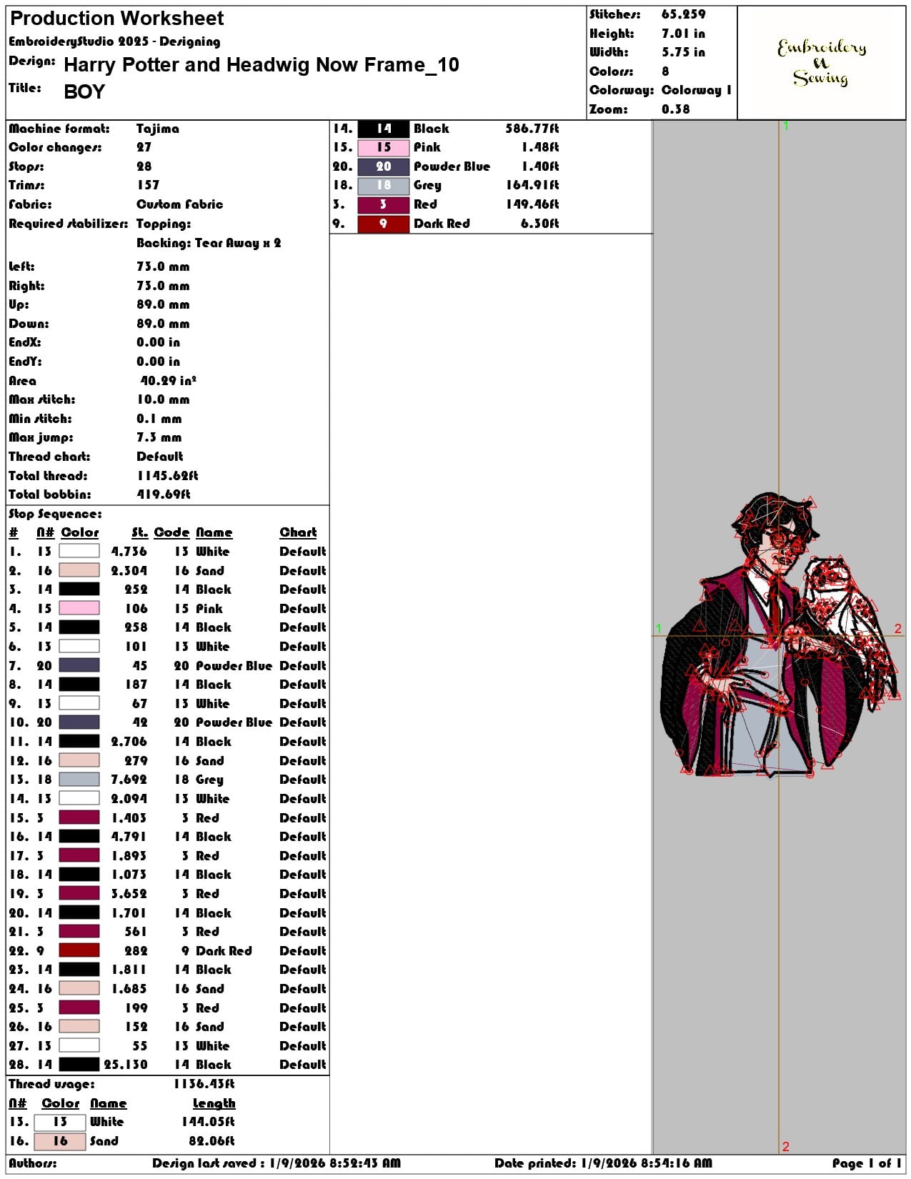 Harry Potter and Headwig Now Frame - Elegant embroidery design file - instant download — view 3