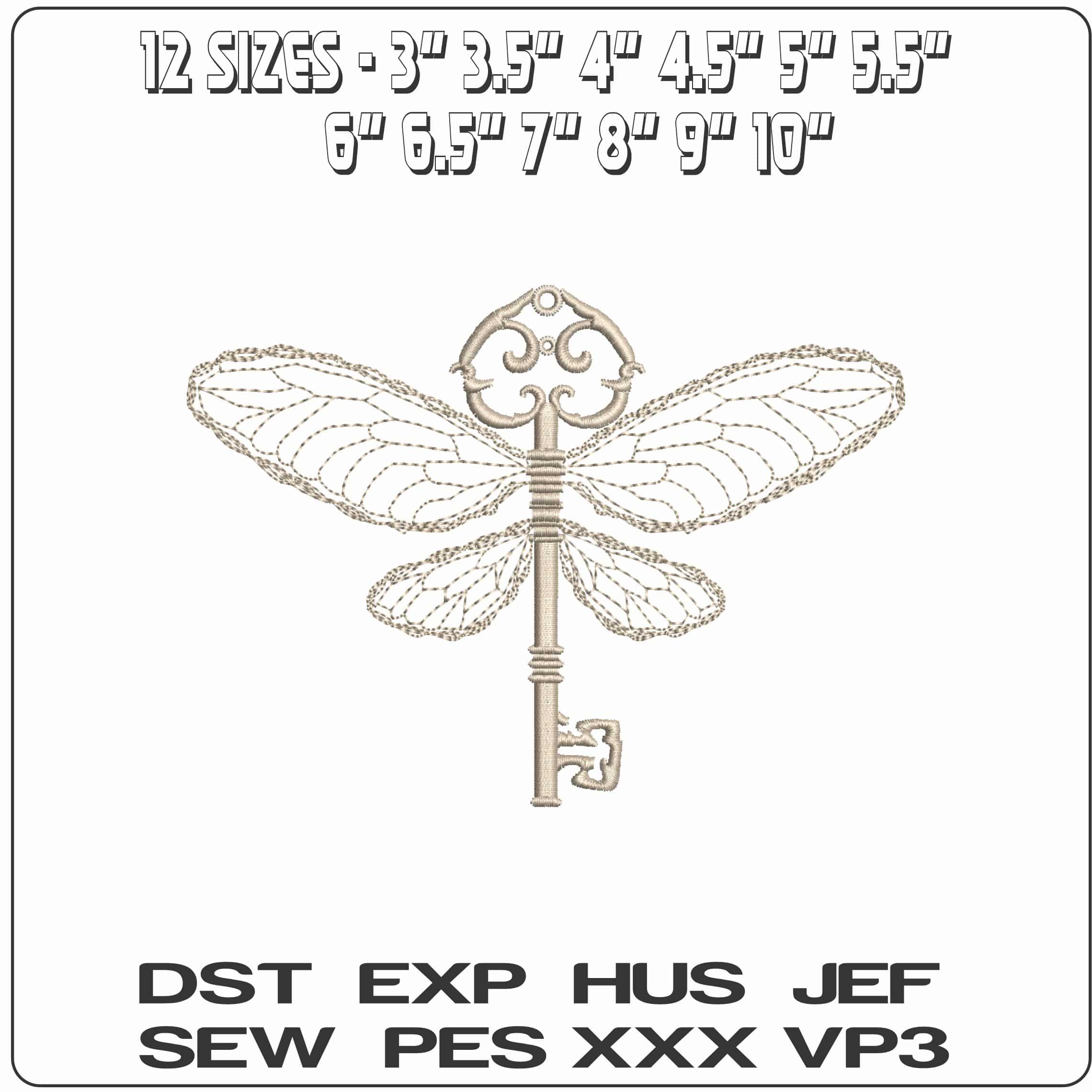 Harry Potter Flying Key - Elegant embroidery design file - instant download — view 2