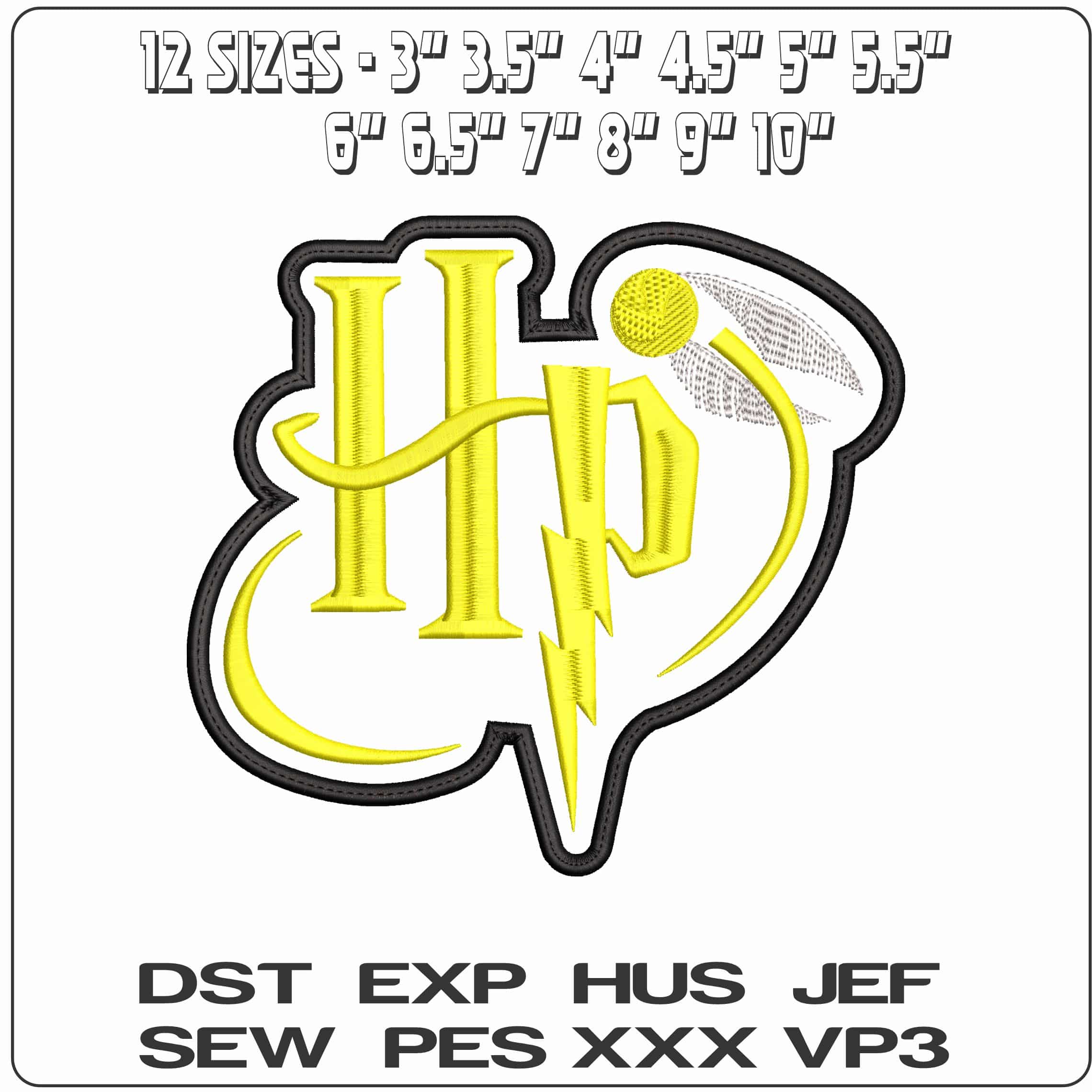 Harry Potter HP and Snitch - Elegant embroidery design file - instant download — view 2