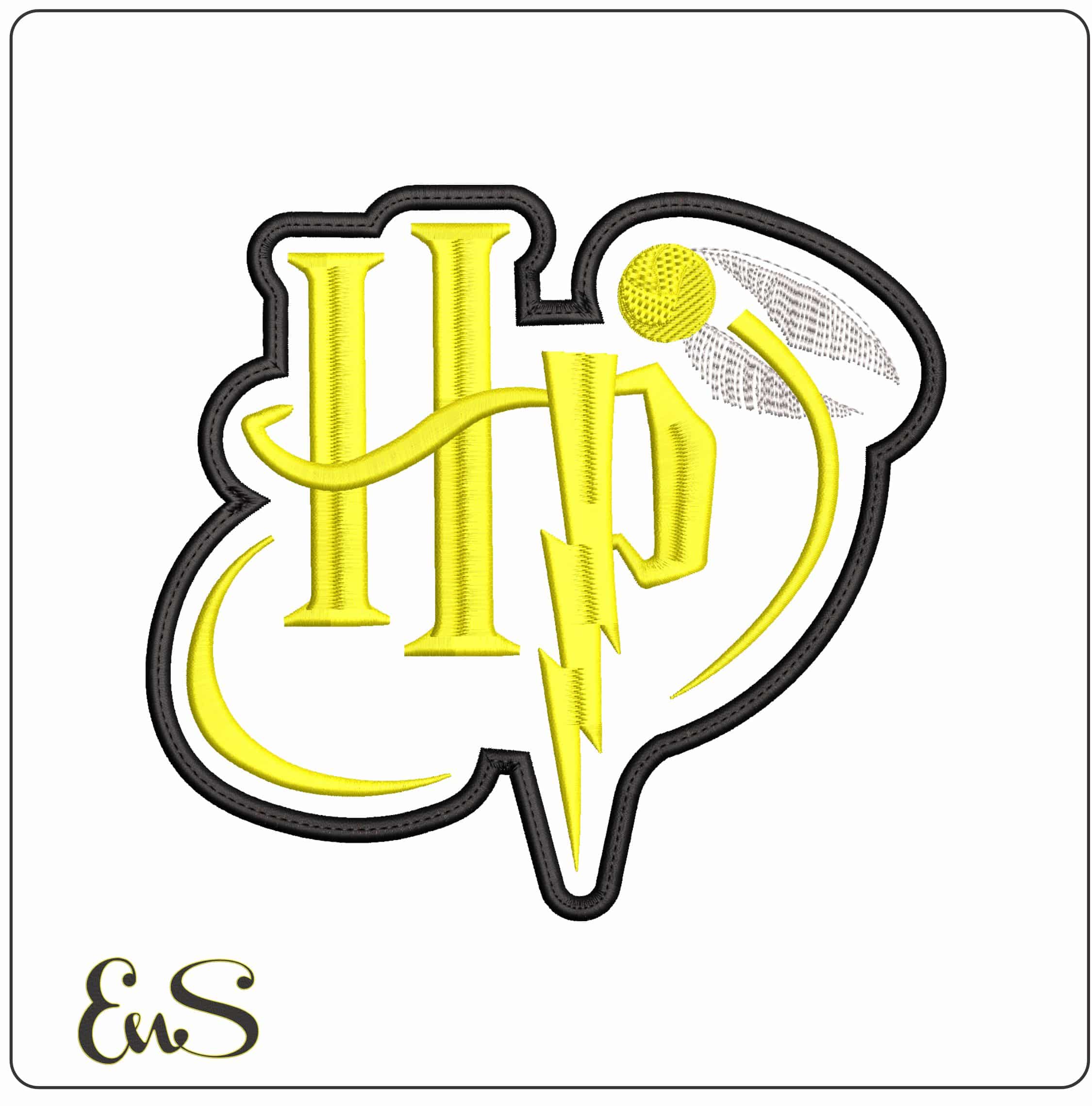 Harry Potter HP and Snitch - Elegant embroidery design file - instant download